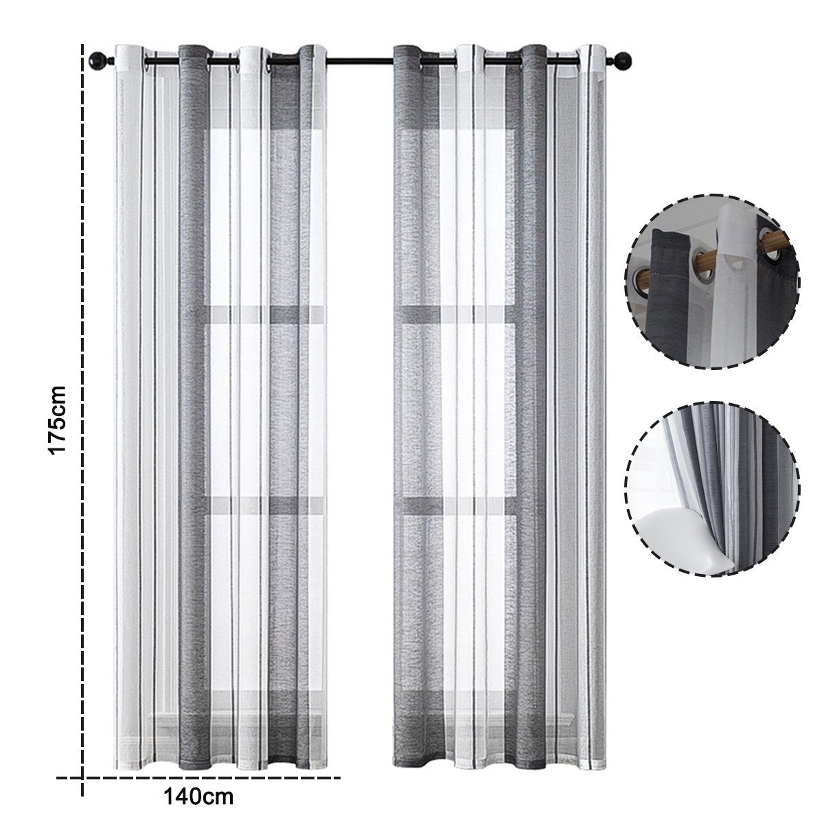 Schlafzimmer,Wohnzimmer, Dunkelgrau1 Leinenoptik,halbtransparente,für Jormftte Verdunkelungsvorhang Vorhänge