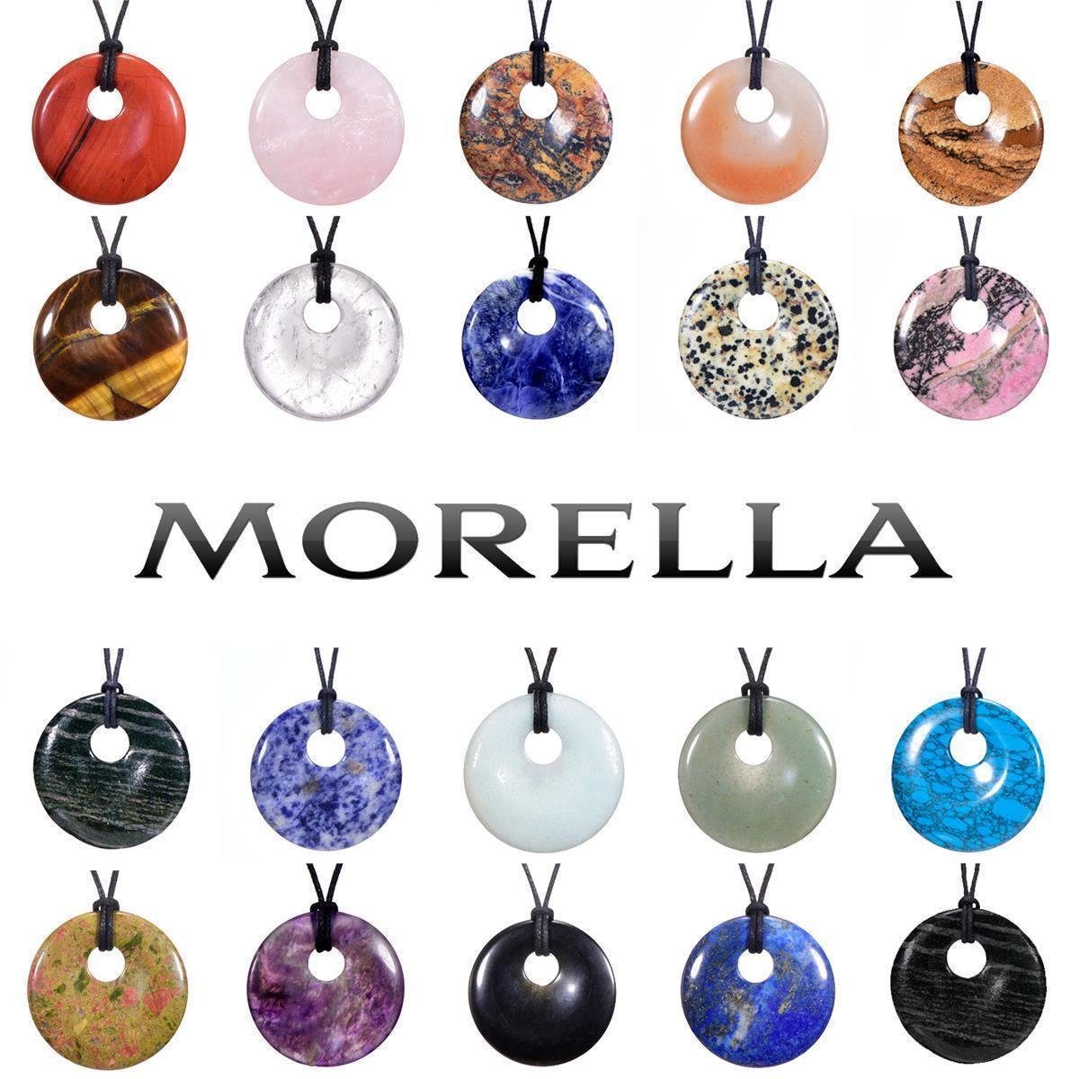 Valentinstagsgeschenk Morella Kette mit Anhänger Halskette 80 cm Donut Steinscheibe Anhänger (1-tlg), Damenkette mit Edelstein, Chakra, im Samtbeutel,