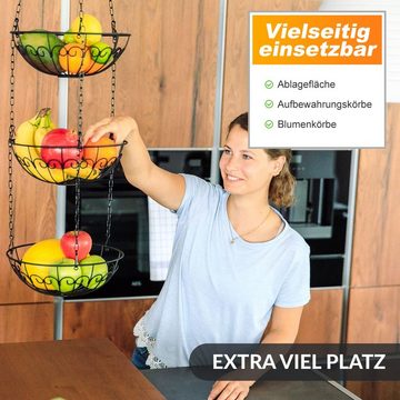 Vicbuy Obstschale 3 Abnehmbare Schichten hängend Metall verstellbar rostfrei Obstkorb, Gemüsekorb für Obst und Gemüse für mehr Platz auf Ihrer Arbeitsplatte