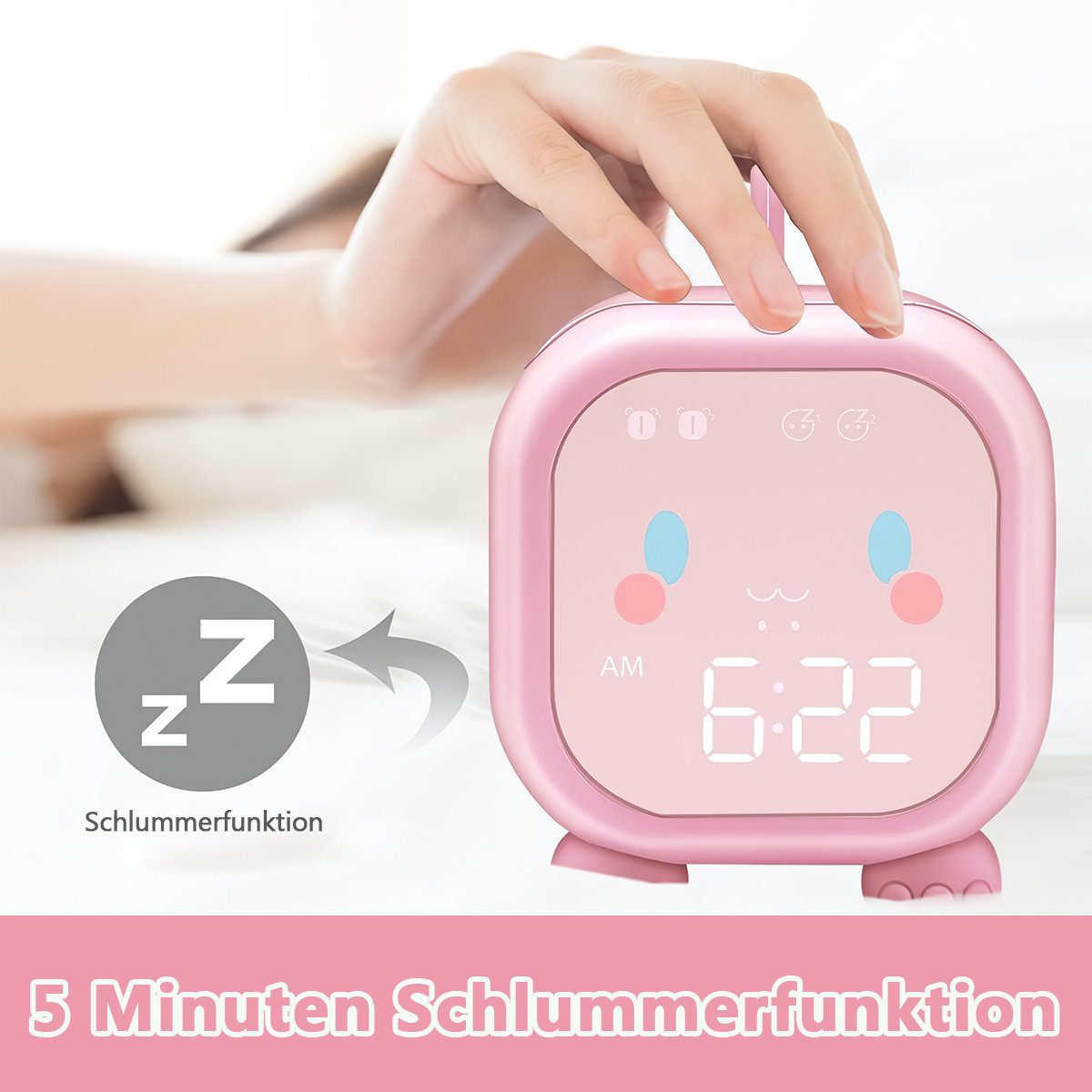 MOPUEA Kinderwecker Kinderwecker LED digitaler USB Wecklicht Schlaftraining Nachttischuhr