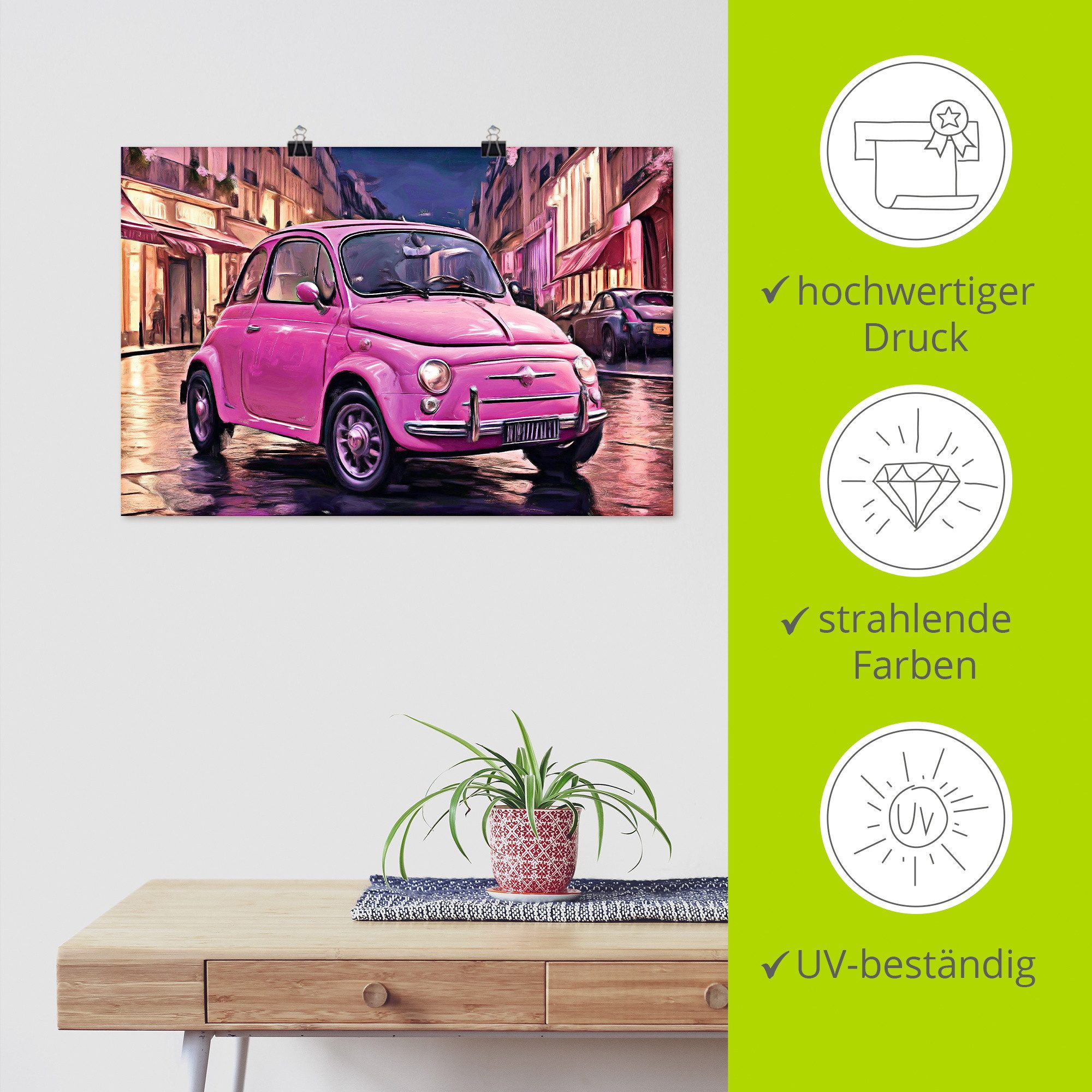 Artland Wandbild Der kleine Italiener, Auto (1 St), als Alubild, Leinwandbild, Poster, Wandaufkleber in verschied. Größen