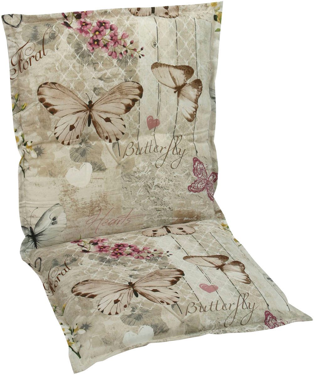 GO-DE Sesselauflage, (Spar-Set, 6 St), Schmetterling beige - Maße BxLxH ca.: 50 cm x 100 cm x 6 cm