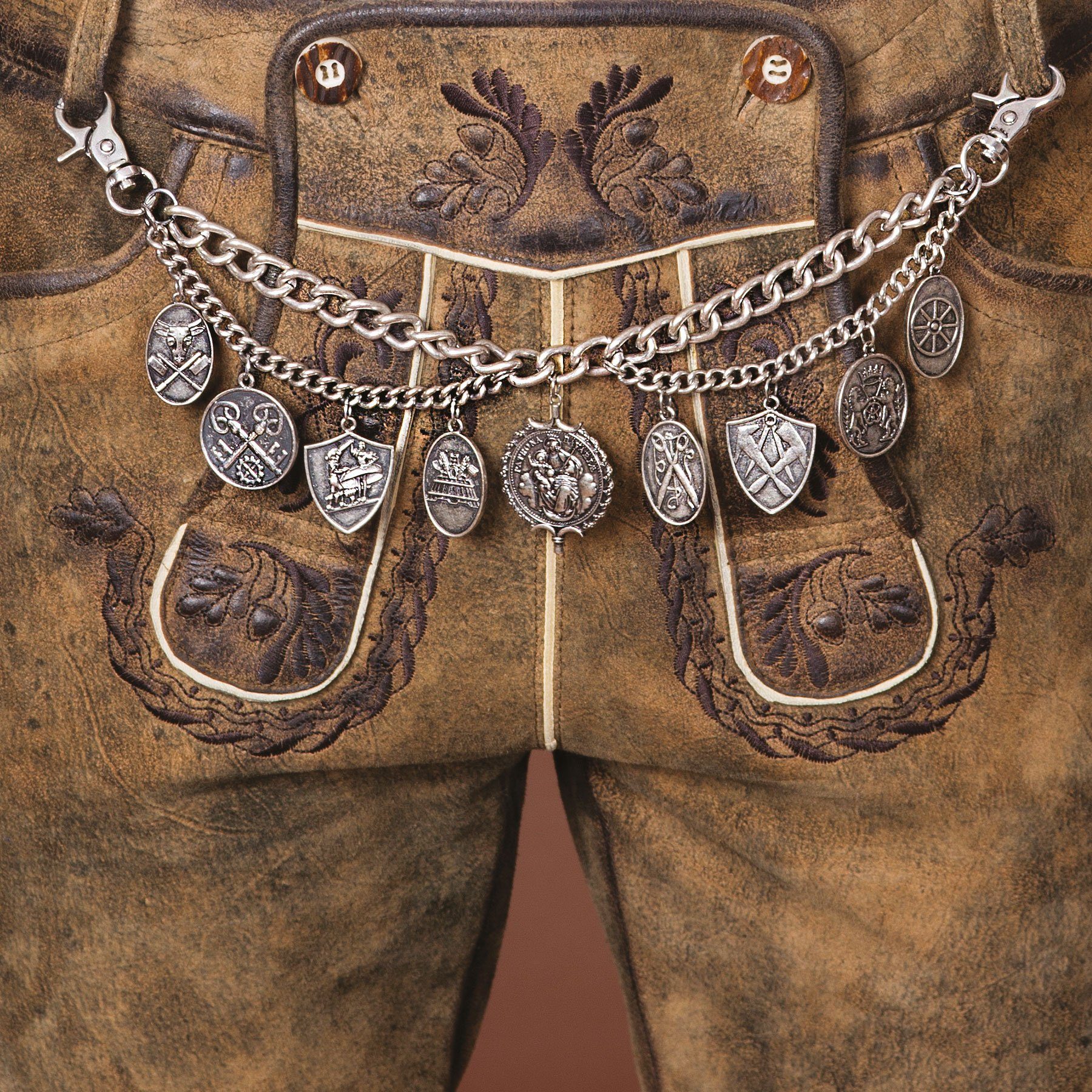 Moschen-Bayern Trachtenlederhose Charivari Herren Kette Schmuck Lederhosen Anhänger Silber Oktoberfest – Bild 2 von 2