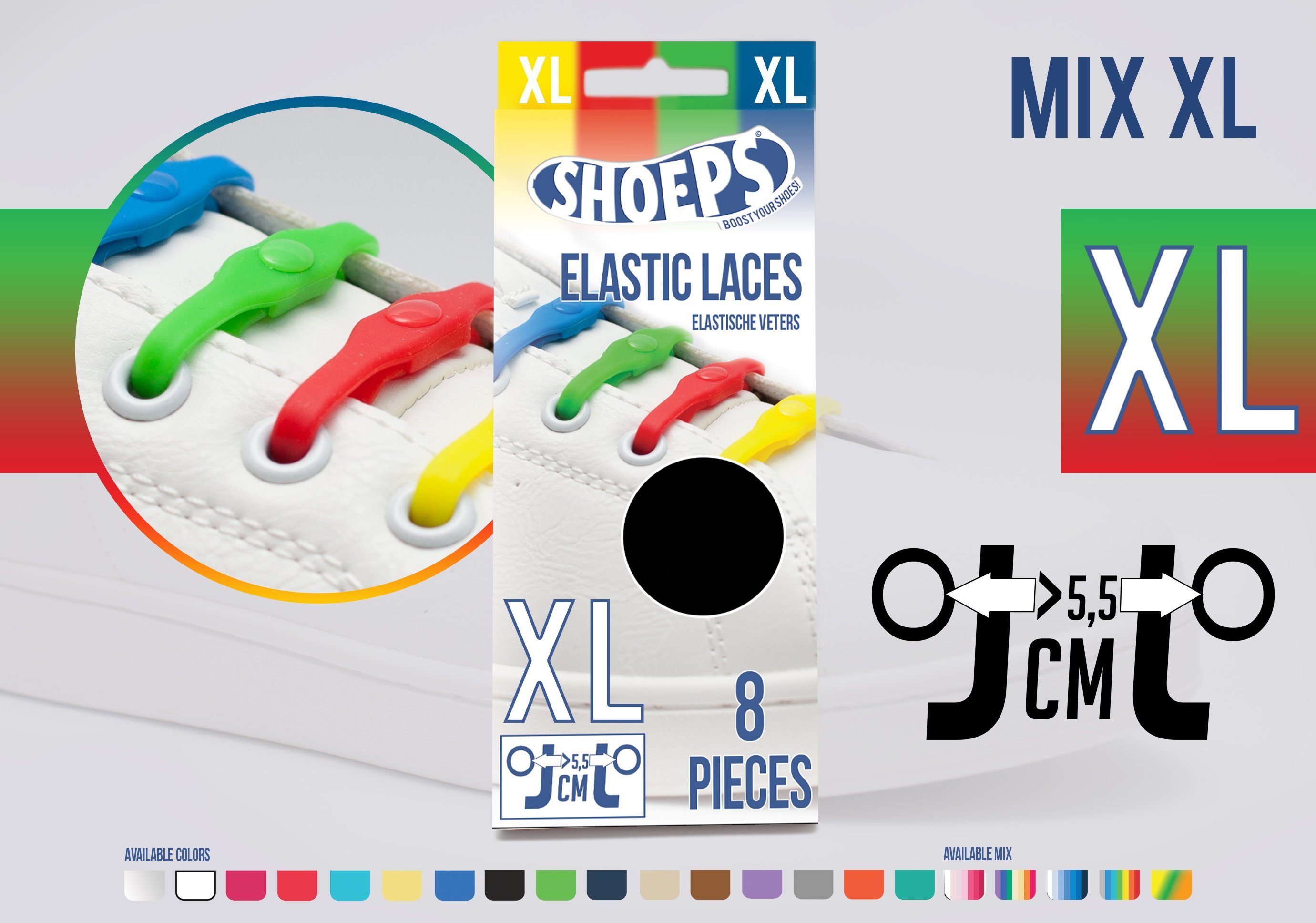 Shoeps Schnürsenkel Elastic Laces XL - extra Lang - Die einfachere Art Schuh zu binden