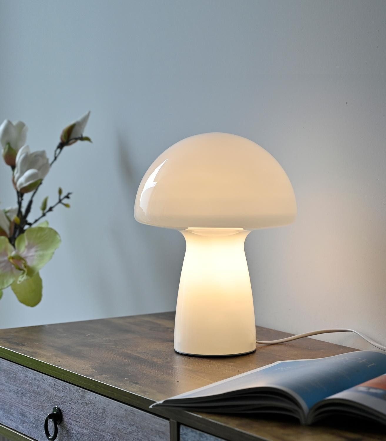 Paul Neuhaus Tischleuchte FUNGO, Weiß, Glas, günstig online kaufen