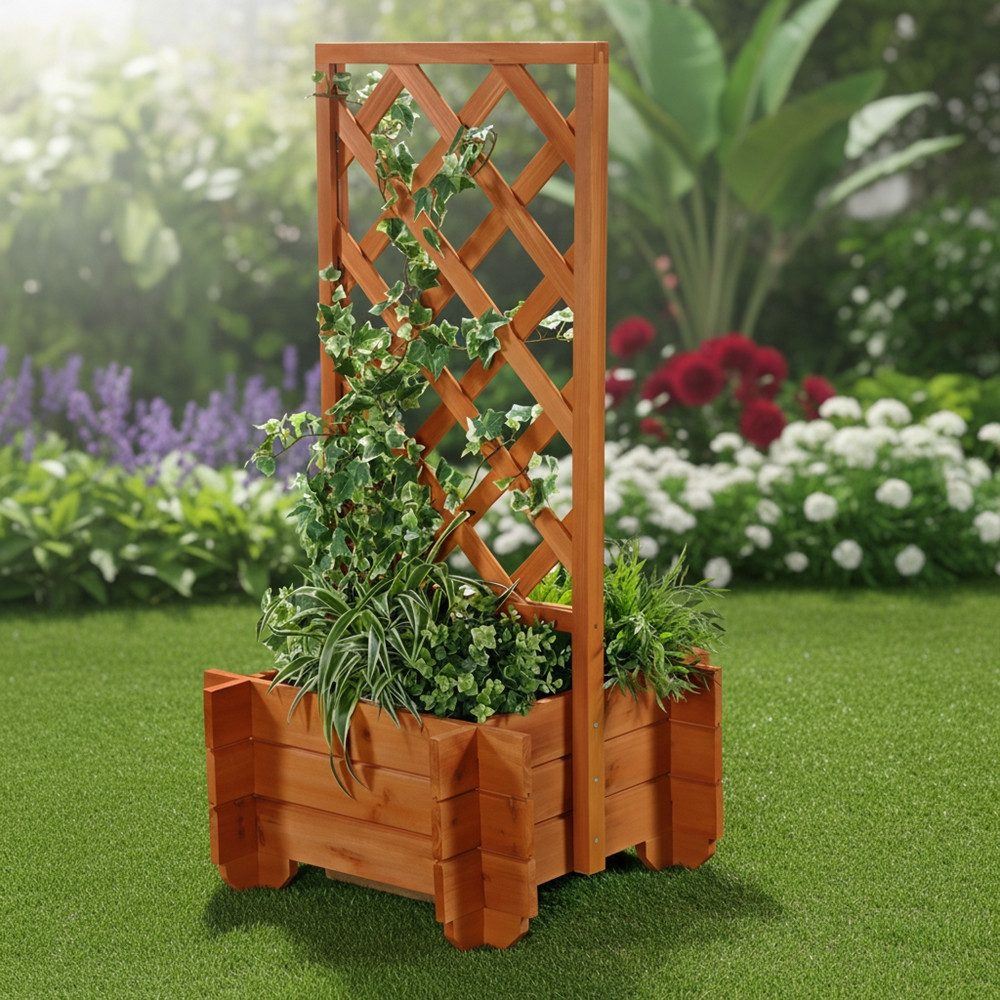 Melko Rankgitter Blumenkübel Rosenbogen Rankhilfe Holz Braun Pergola Spalier Torbogen Stück, Leichte, hochwertige Verarbeitung