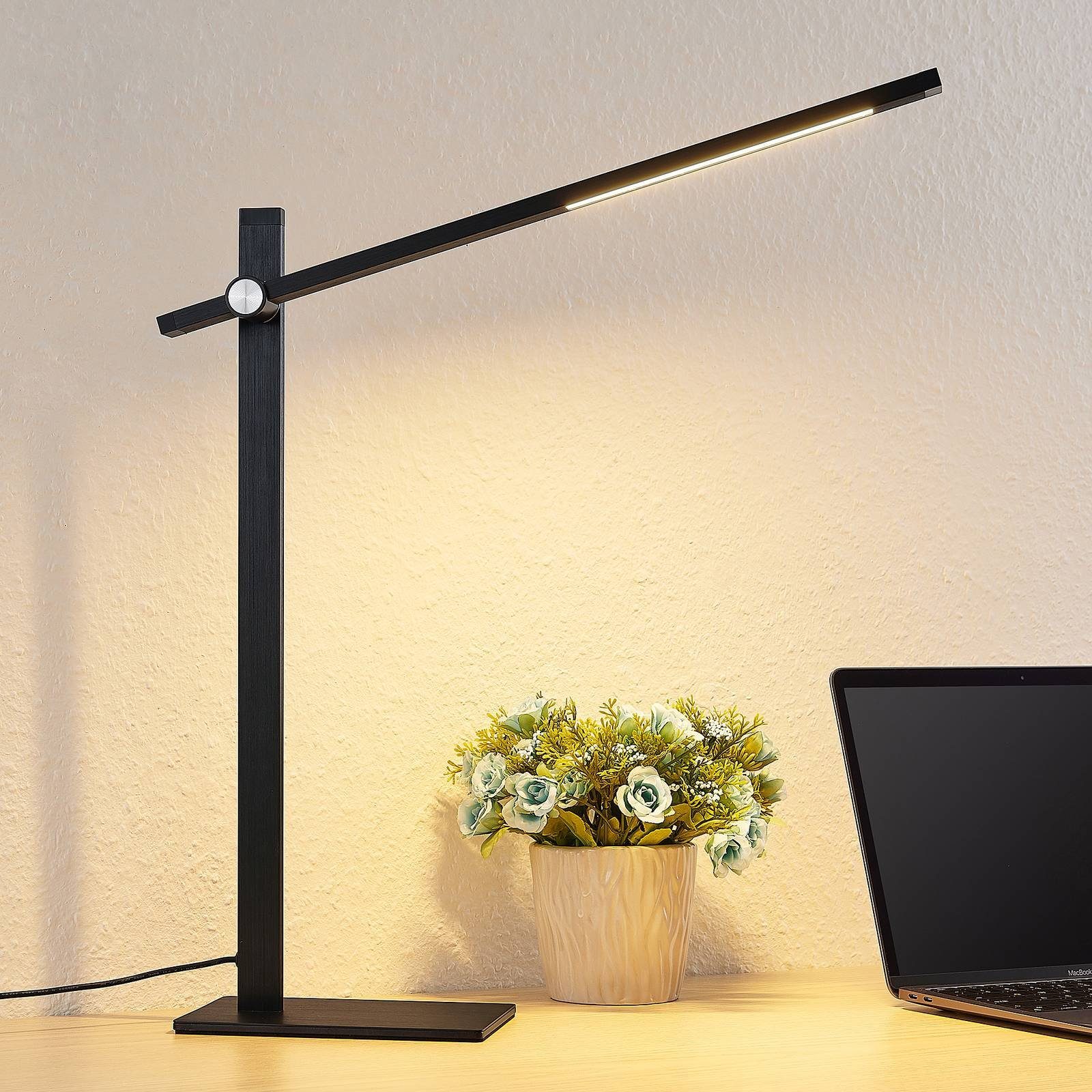 Lucande LED-Tischleuchte Wasko, schwarz, Metall, dimmbar günstig online kaufen