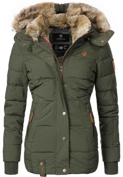 Marikoo Winterjacke Nekoo stylische Damen Steppjacke mit großer Kapuze