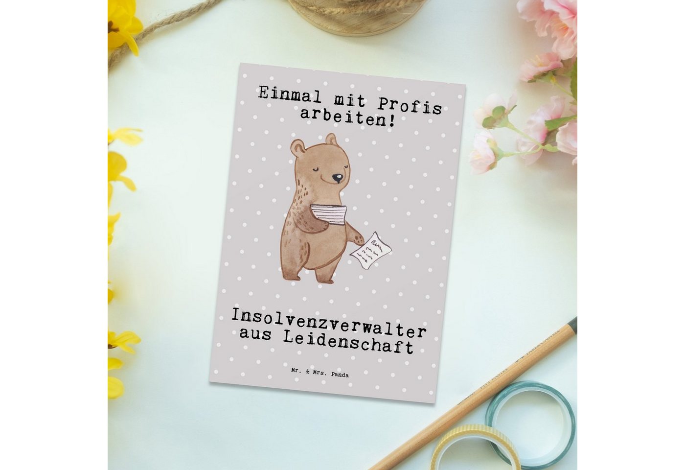 Thumbnail - Mr. & Mrs. Panda Postkarte Insolvenzverwalter Leidenschaft - Grau Pastell - Geschenk, Dankeschön, Charmante Designs