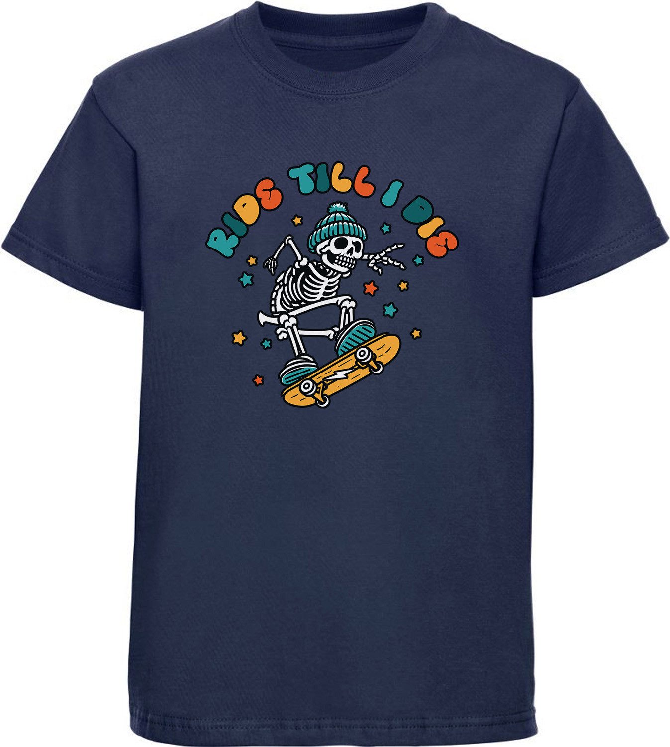 T-Shirt Kinder Print Shirt mit coolem Skatendem Skelett