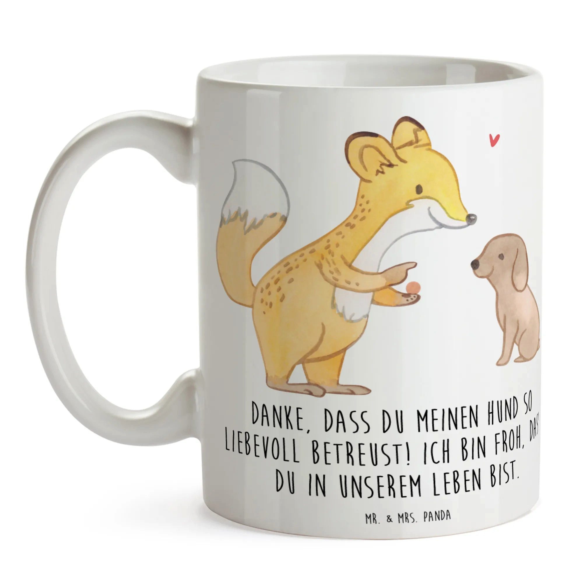 Mr. & Mrs. Panda Tasse Danke Hundesitter - Weiß - Geschenk, Zuneigung, dass du meinen Hund s, 1-tlg., Keramik, Hochwertige Keramik