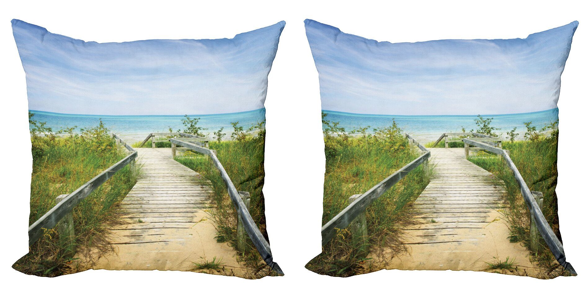 Abakuhaus Подушкиbezüge Modern Accent Doppelseitiger Digitaldruck, (2 Stück), Strand Boardwalk über Dünen