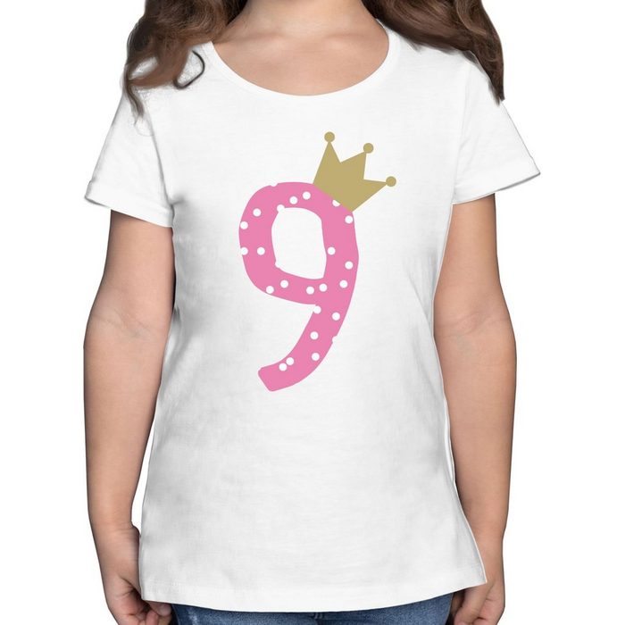 Shirtracer T-Shirt Neun Krone Mädchen Neunter - 9. Geburtstag - Mädchen Kinder T-Shirt shirts mädchen