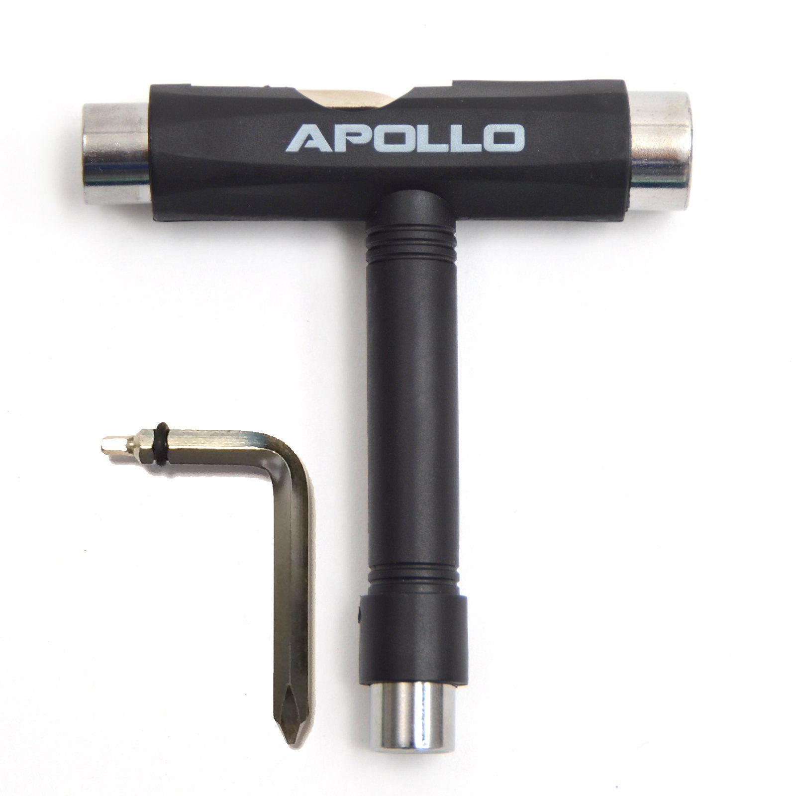 Apollo Skateboard T-Tool Schraubenschlüssel - Multifunktions Sechskantschlüssel, All-In-One Tool für Skateboard, Scooter, Longboard Schwarz