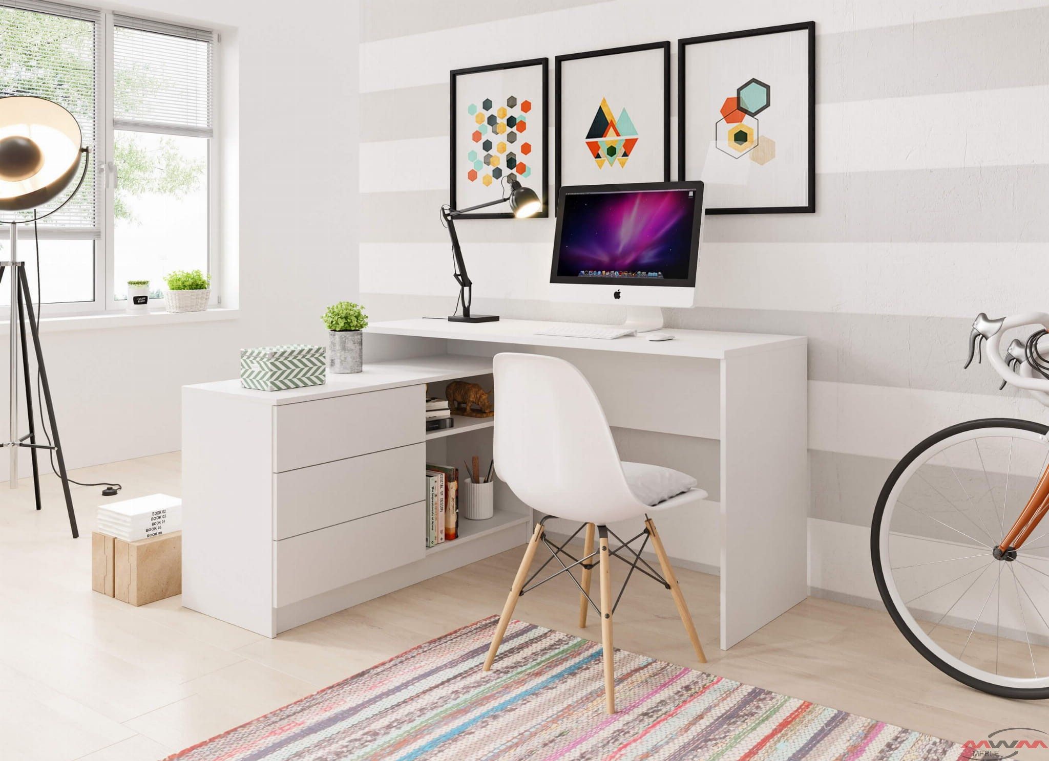 MOEBLO Eckschreibtisch WITO (Weiß/Graphit, Bürotisch Computertisch günstig online kaufen