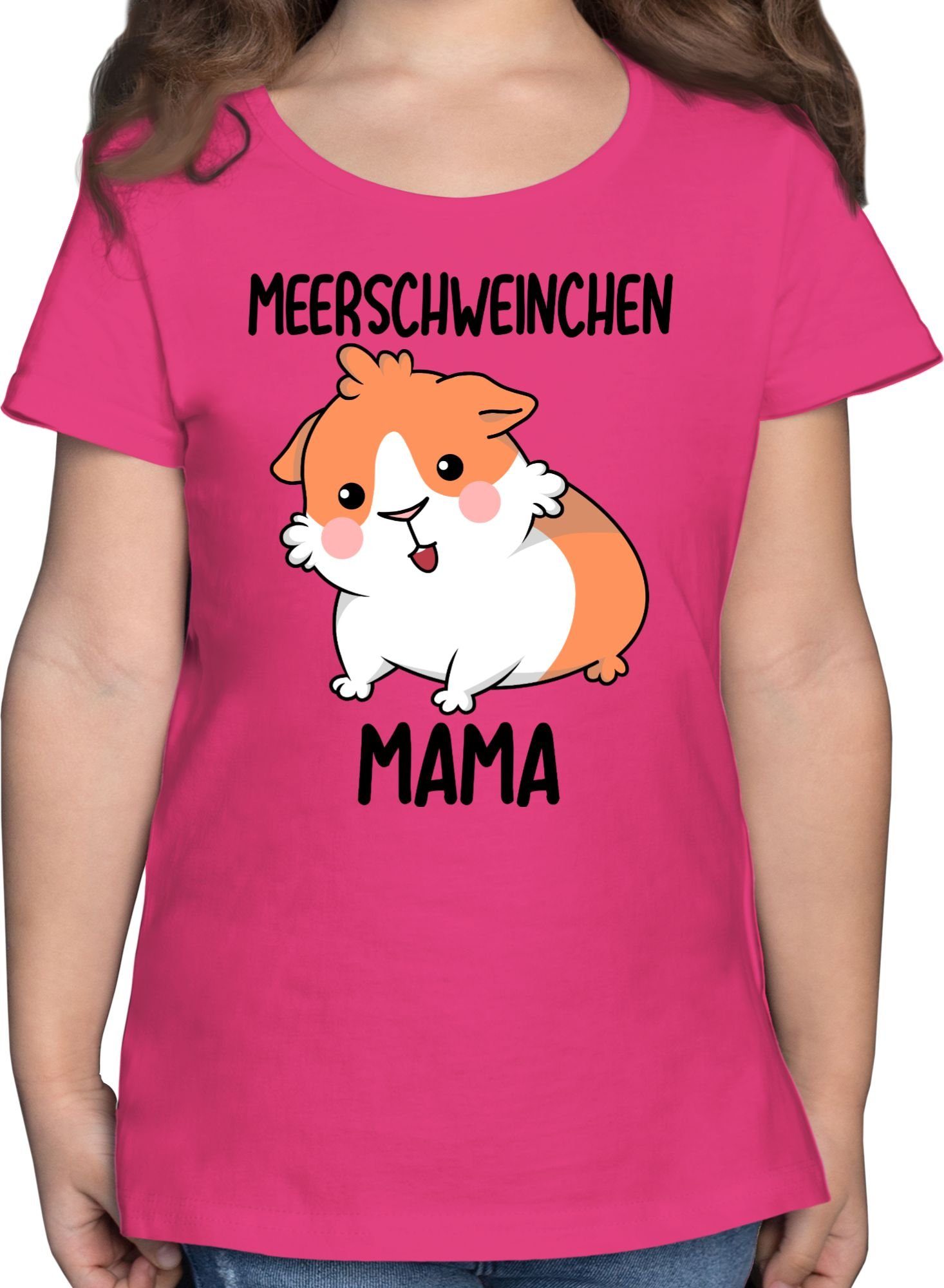 Shirtracer T-Shirt Meerschweinchen Mama Tiermotiv Animal Print 1 Fuchsia