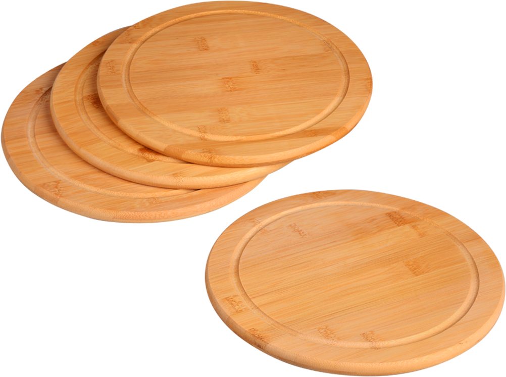 KESPER® Servierteller Vesperteller 4er Set, Bambus, (Set, 4-tlg), mit Saftrille