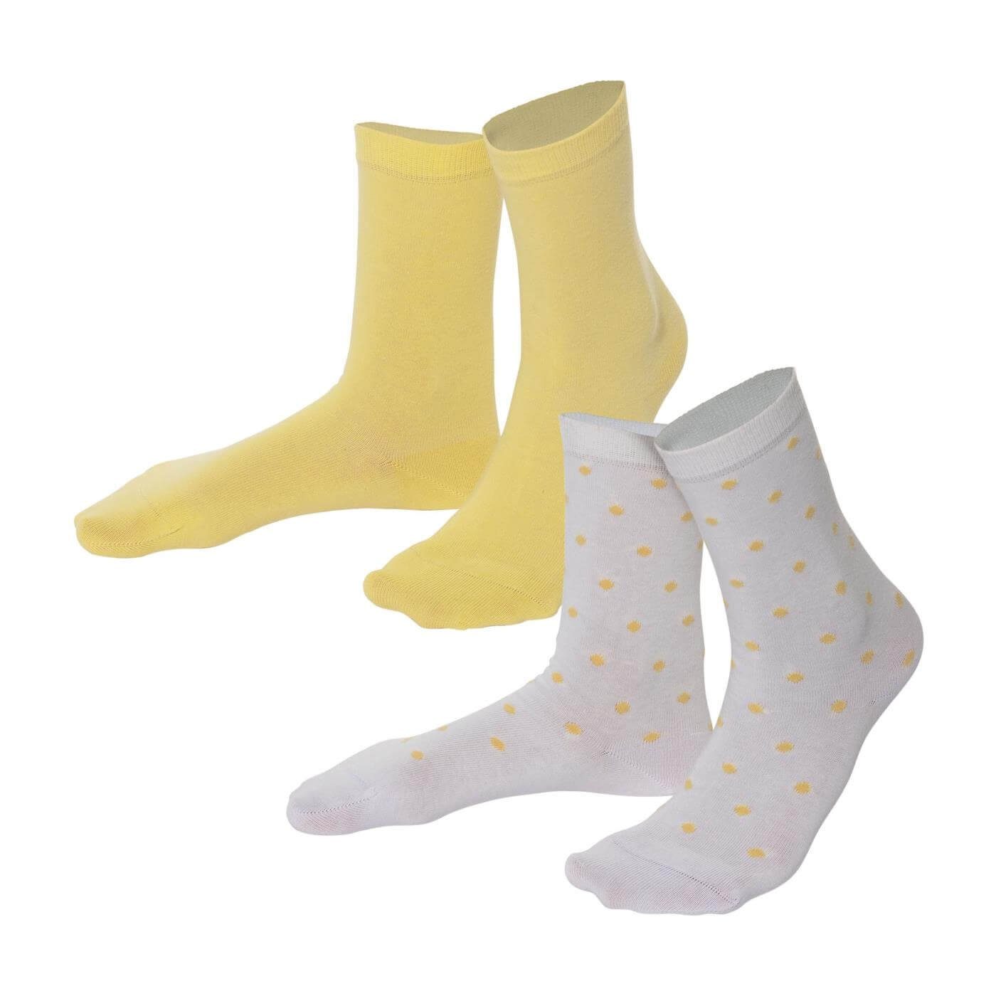 LIVING CRAFTS Socken BETTINA Einmal dezent gepunktet, einmal im passenden Uni-Ton Butter