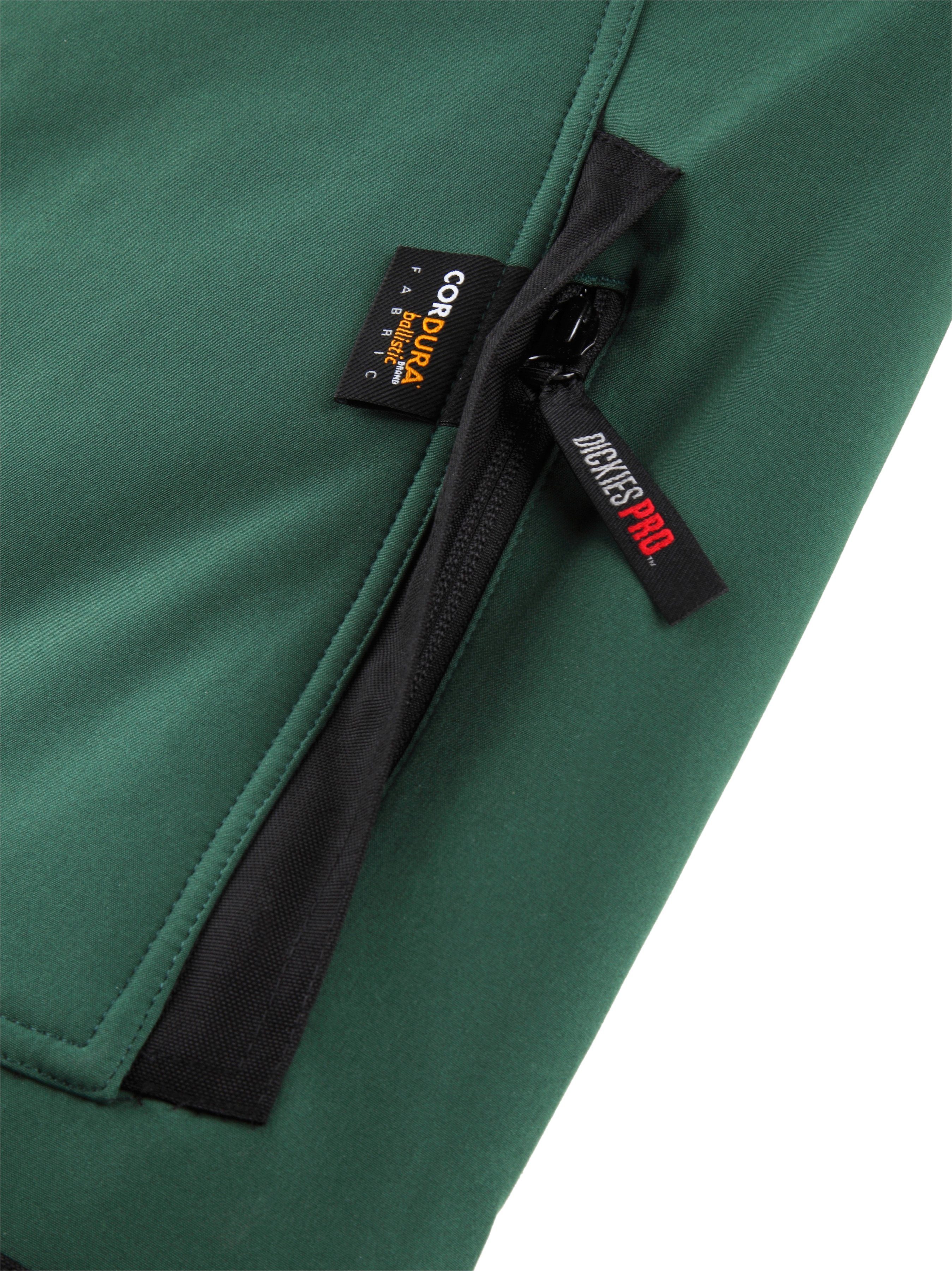 Softshelljacke, Bundweite Pro Arbeitsjacke grün-schwarz Dickies justierbar