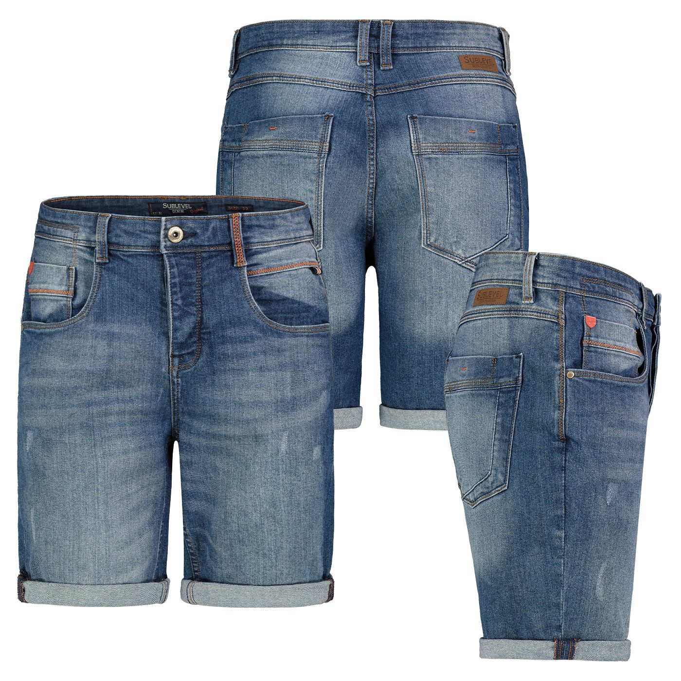 SUBLEVEL Bermudas Herren Jeans Short Freizeit günstig online kaufen