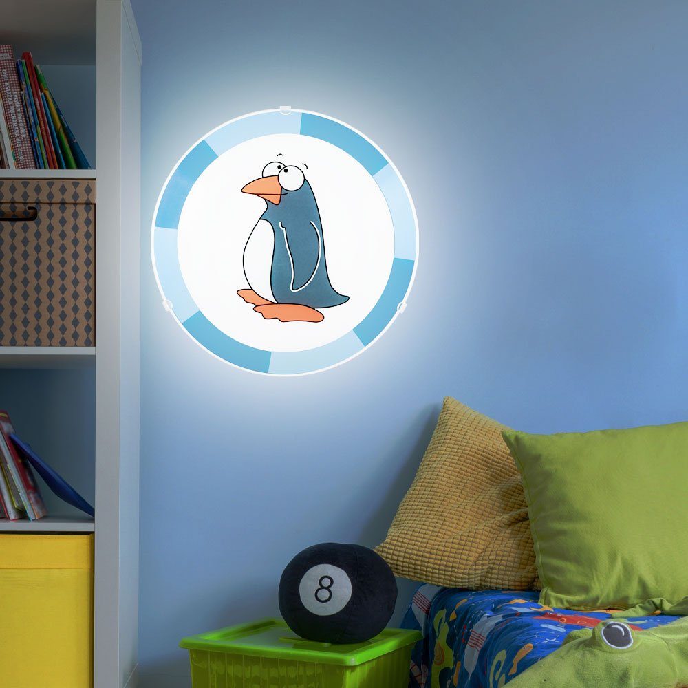 Kinder Deckenlampe Pinguin Deckenleuchte blau Dekolicht, inklusive, Kinderzimmer Warmweiß, etc-shop Leuchtmittel