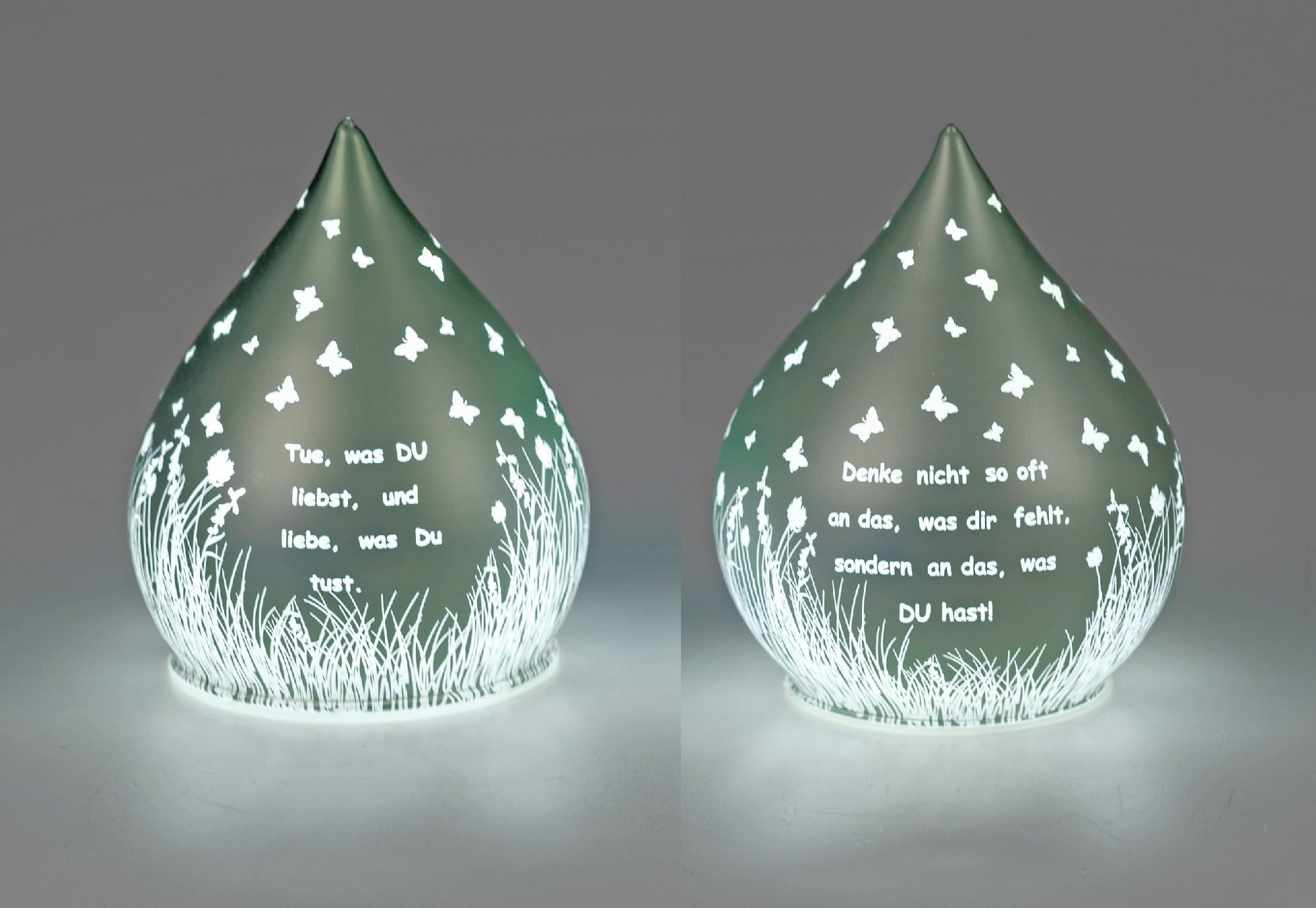 formano LED Tischleuchte Sprüche, Höhe: 15cm, Farbe: Grün, Motiv: Sprüche