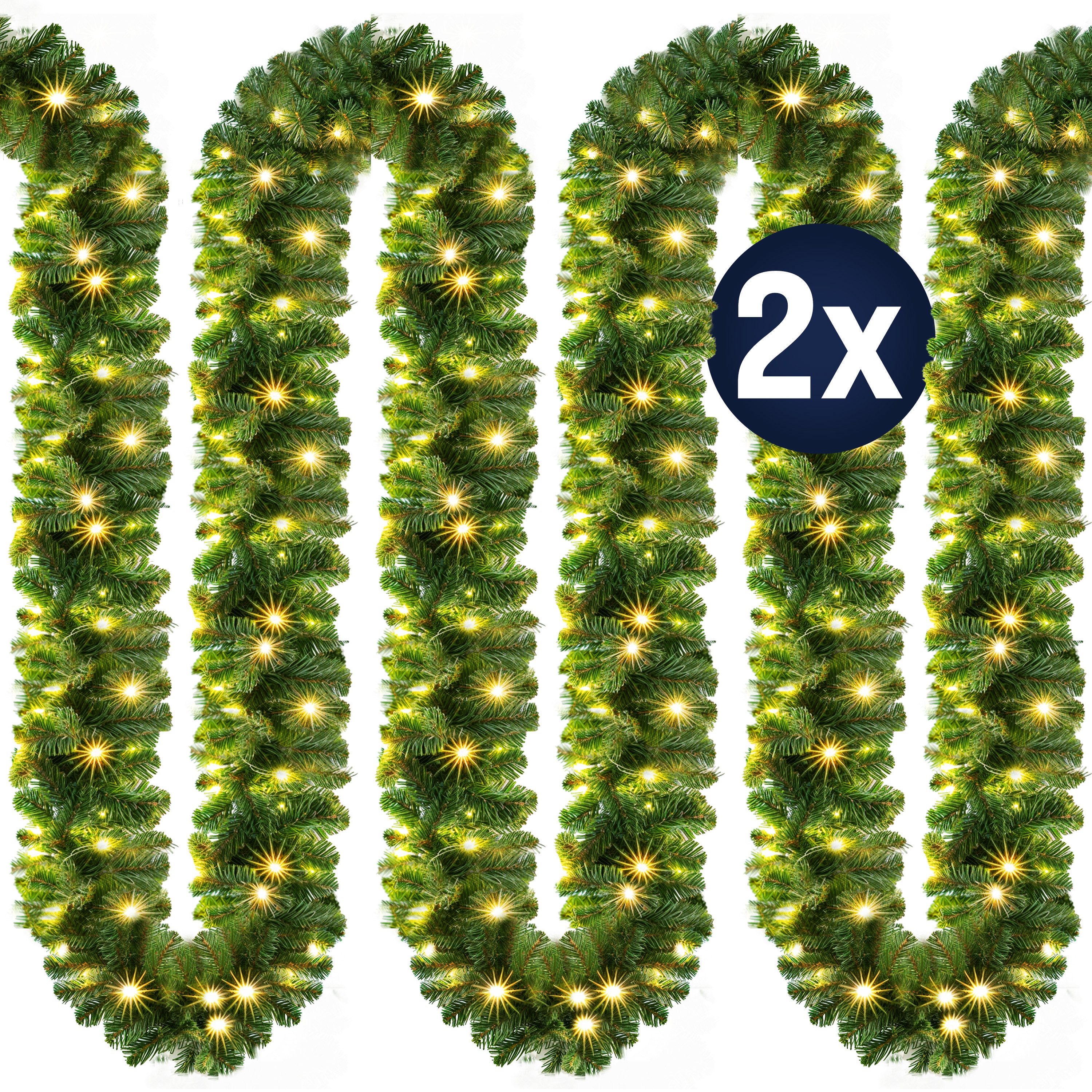 Kunstgirlande, Casaria, Höhe 28 cm, Weihnachtsgirlande 2x 5m 100 LED Warmwe günstig online kaufen