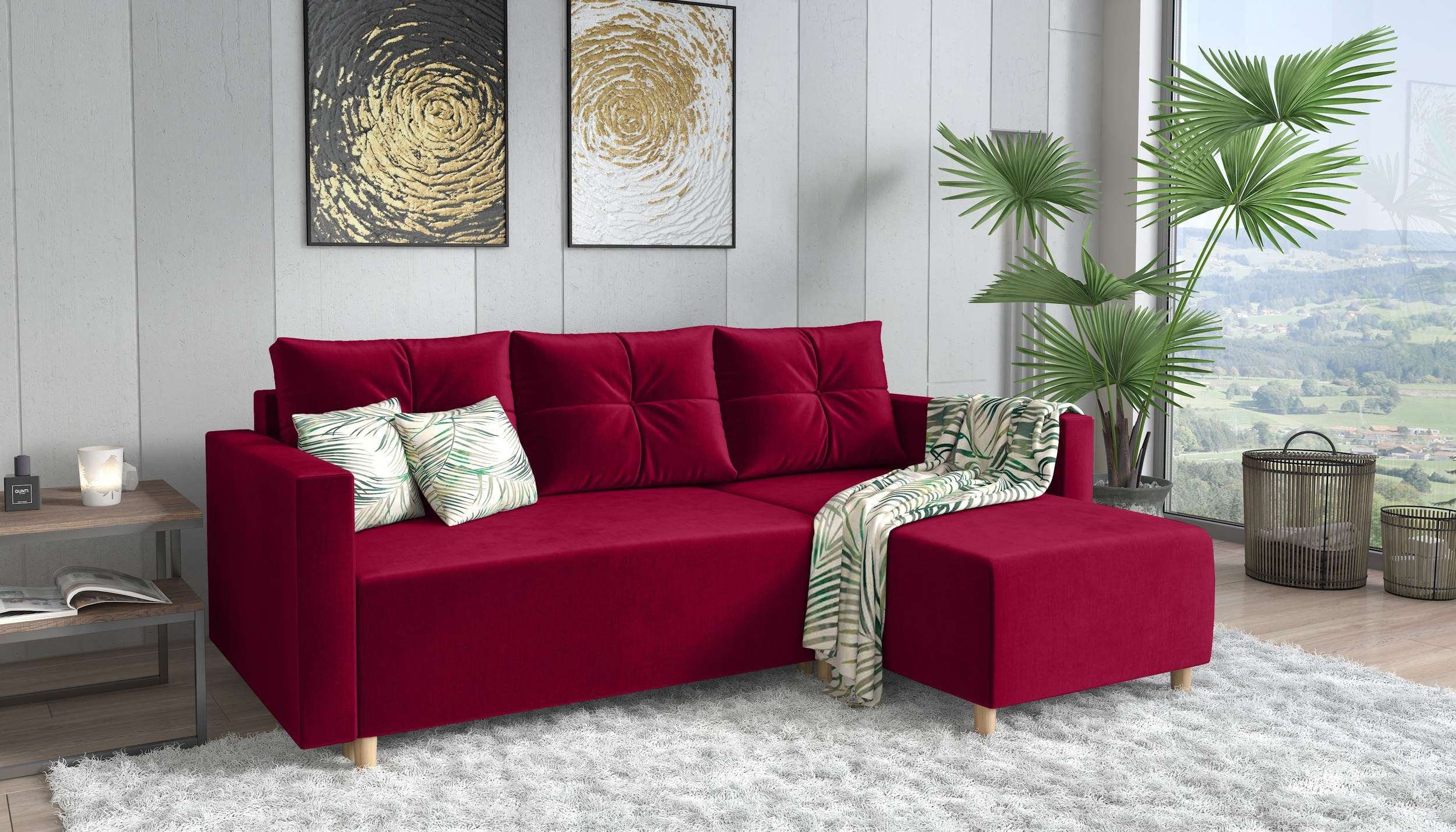 Stylefy Ecksofa Livenza, L-Form, Eckcouch, mit Bettfunktion und Bettkasten, mane links oder rechts bestellbar, frei im Raum stellbar, mit Bonellfederkern, Klassisch Design