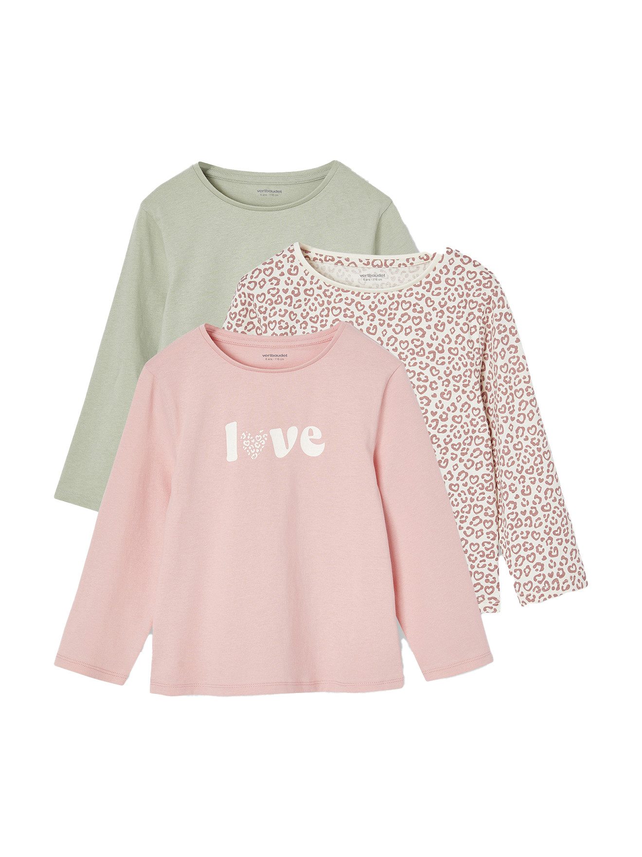 Langarmshirt 3er-Pack Mädchen Shirts mit Print BASIC