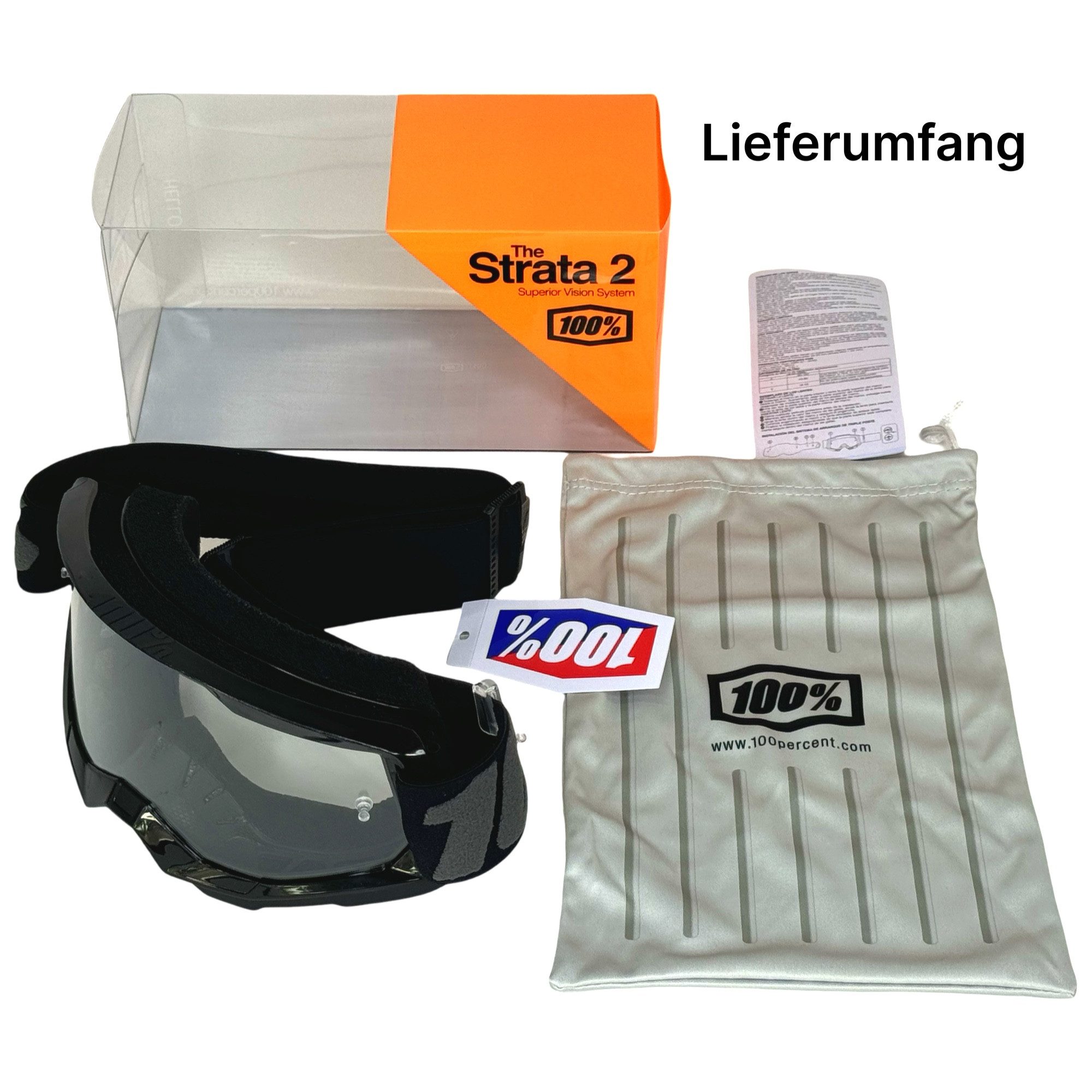 100% Motorradbrille 100% Strata V2 goggle Motocross MTB FR DH Fullfacehelm Schutz Brille – Bild 5 von 5