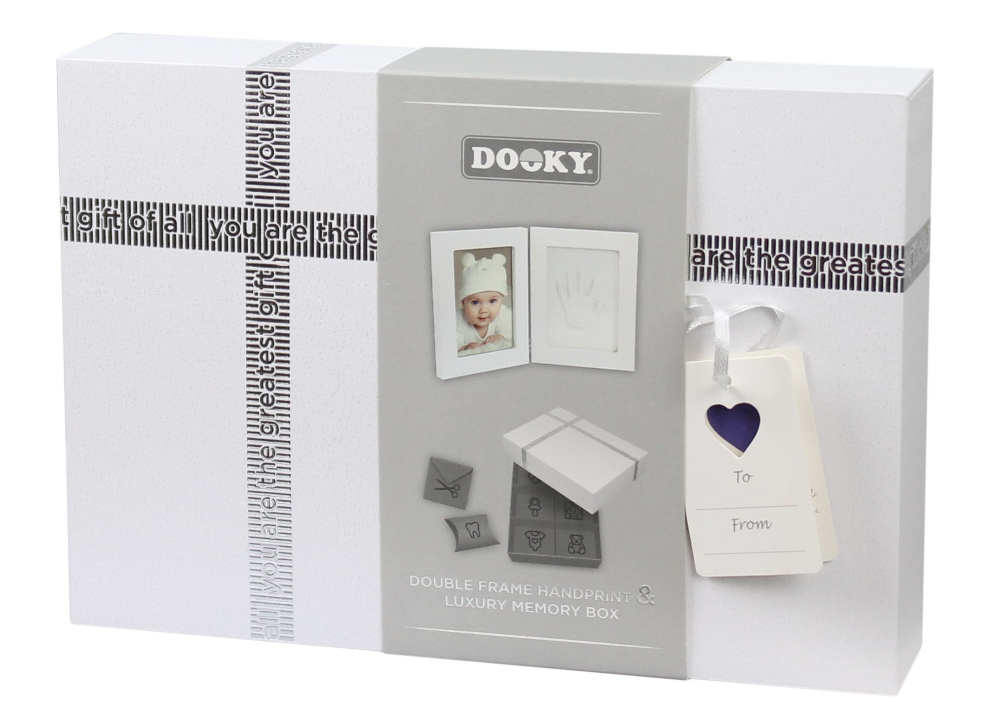 Dooky Handabdruck-Set Geschenkset Handabdruck Doppelrahmen Weiß
