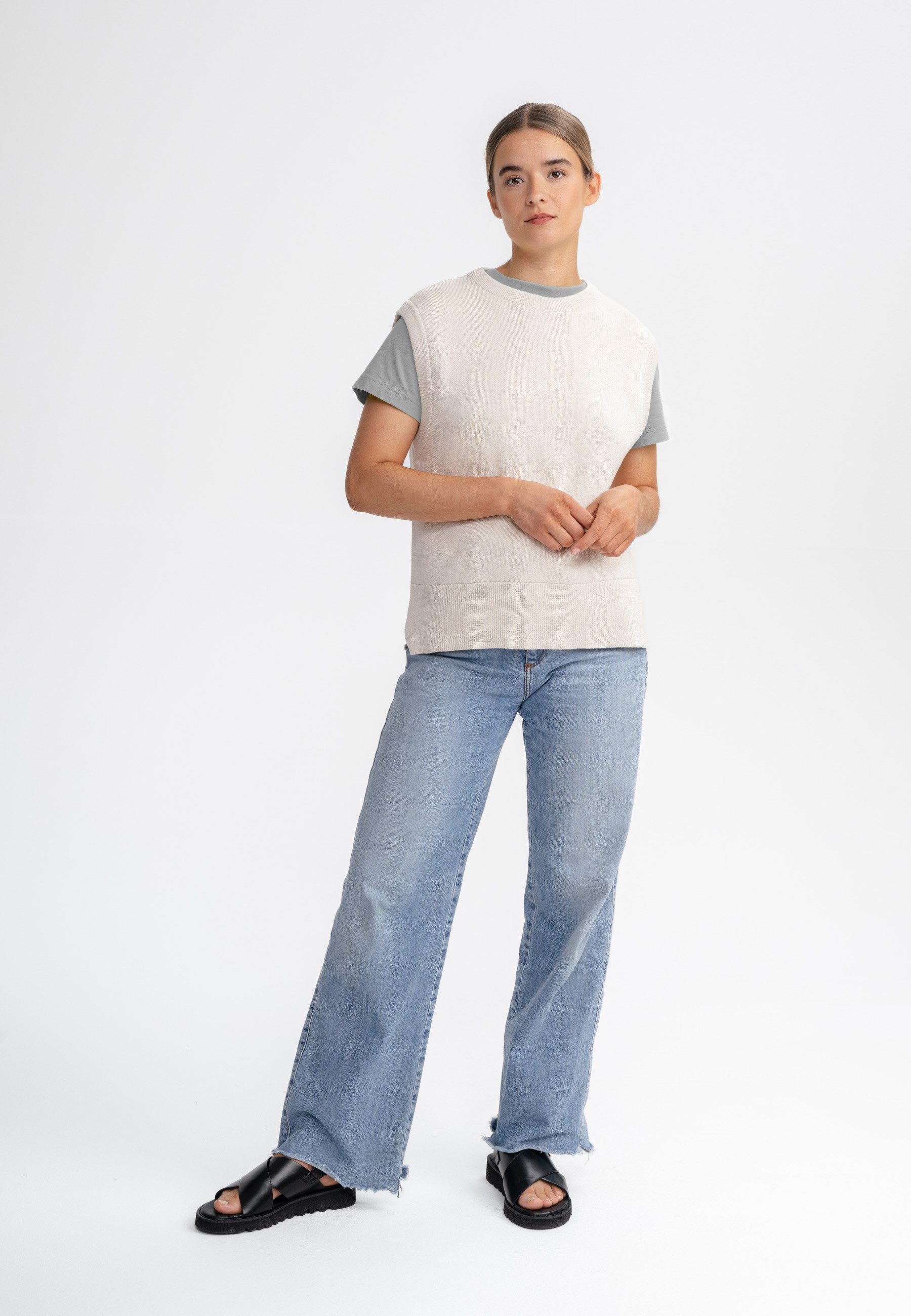 MELA Pullunder Jacquard Strick Pullunder Style JAMUNA Weicher Jacquard Strick