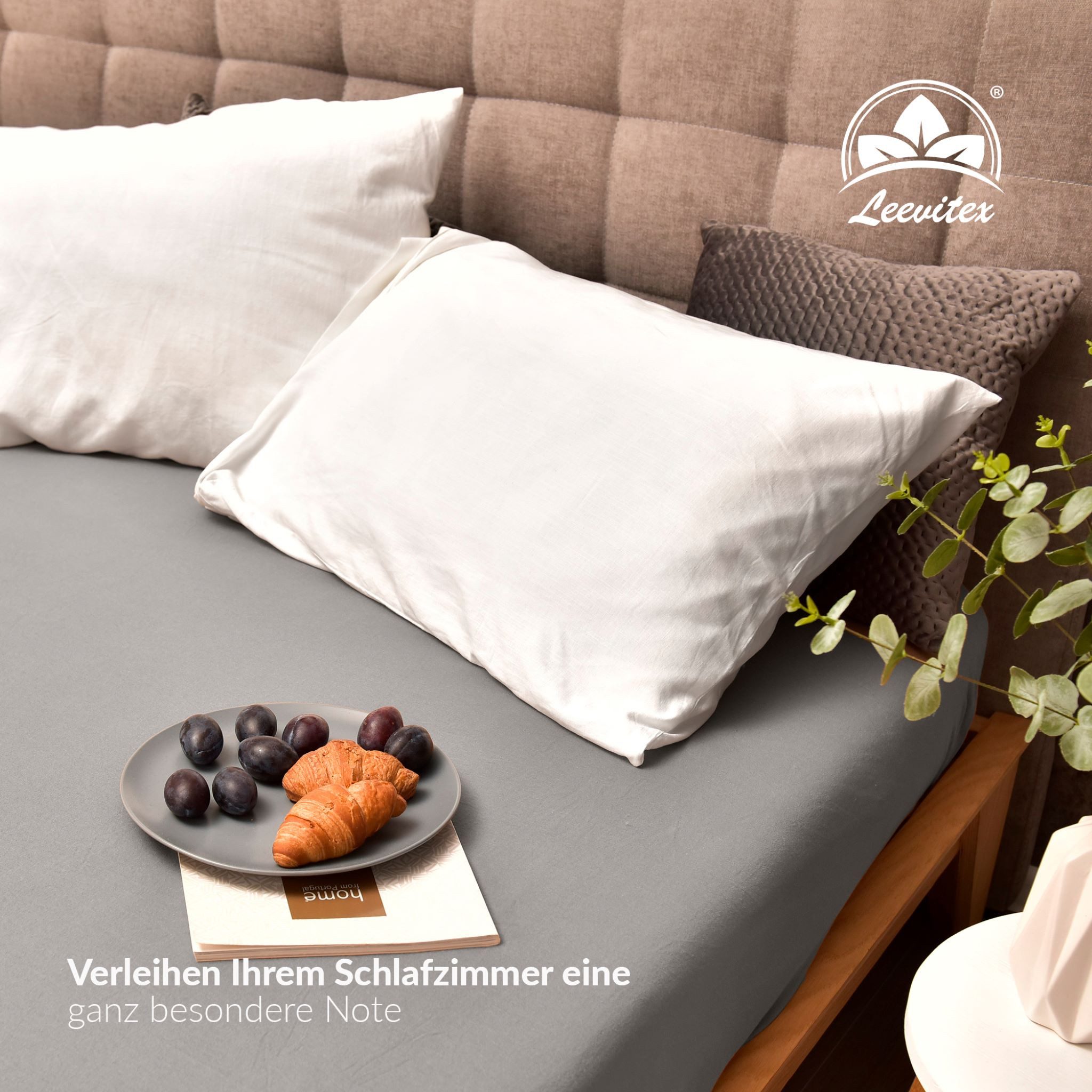leevitex® Spannbettlaken 180x200 - 200x220 cm, 40 cm Steghöhe, Stoffdicke 150 g/m², Jersey, Gummizug: rundum, (1 Stück), OEKO-TEX® Standard 100 Zertifikatsnumme – Bild 5 von 5
