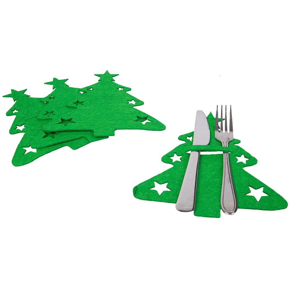 MICA Weihnachtsfigur Besteckhülle Tannenbaum grün - ca. 21,5 x 13 cm - 4 St günstig online kaufen