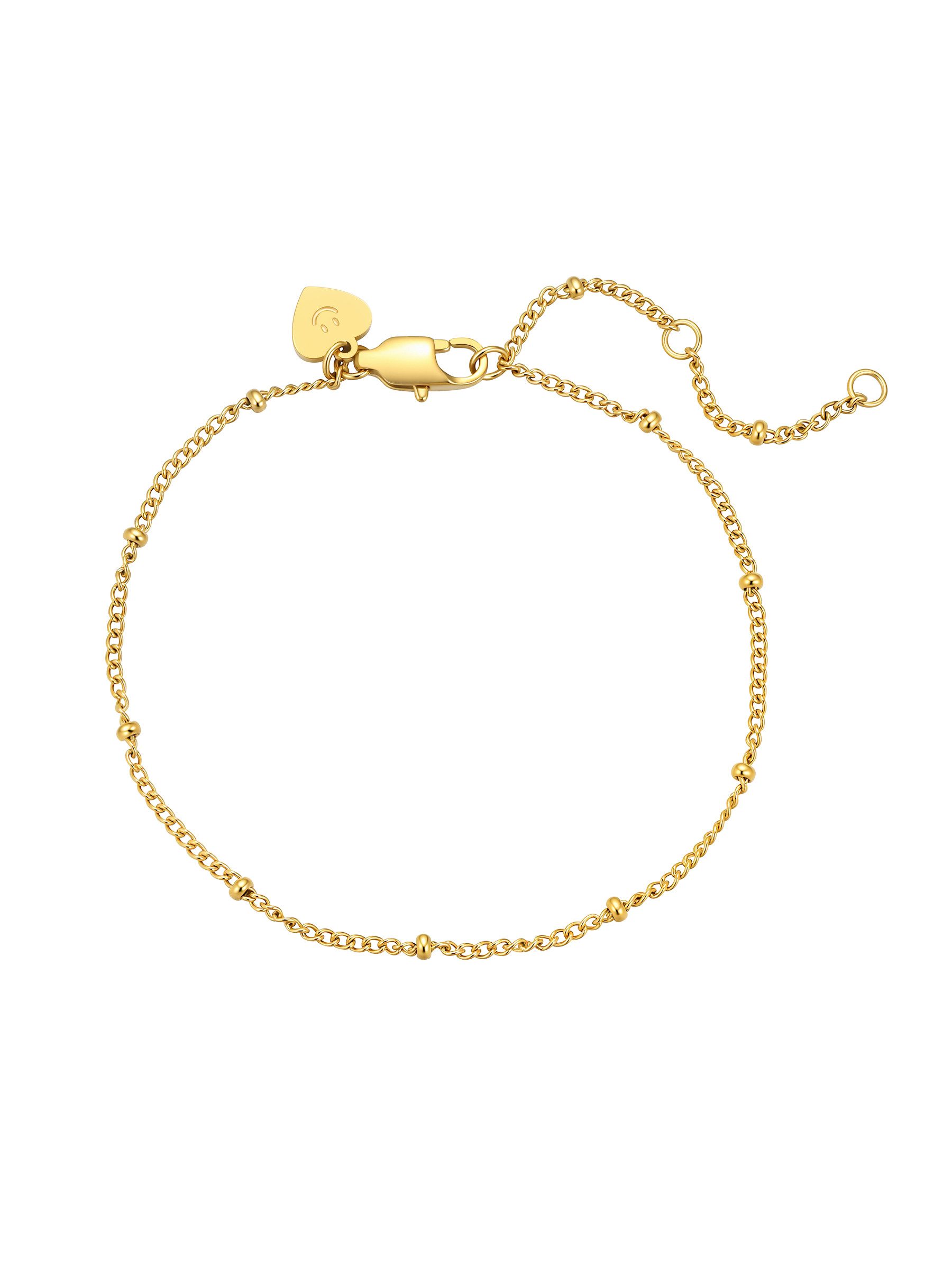Hey Happiness Edelstahlarmband Damen Kügelchenkette – Armkette in Gold, Rosegold & Silber, 16,5–21 cm verstellbares 18K vergoldetes Kettchen, Geschenk für Frauen
