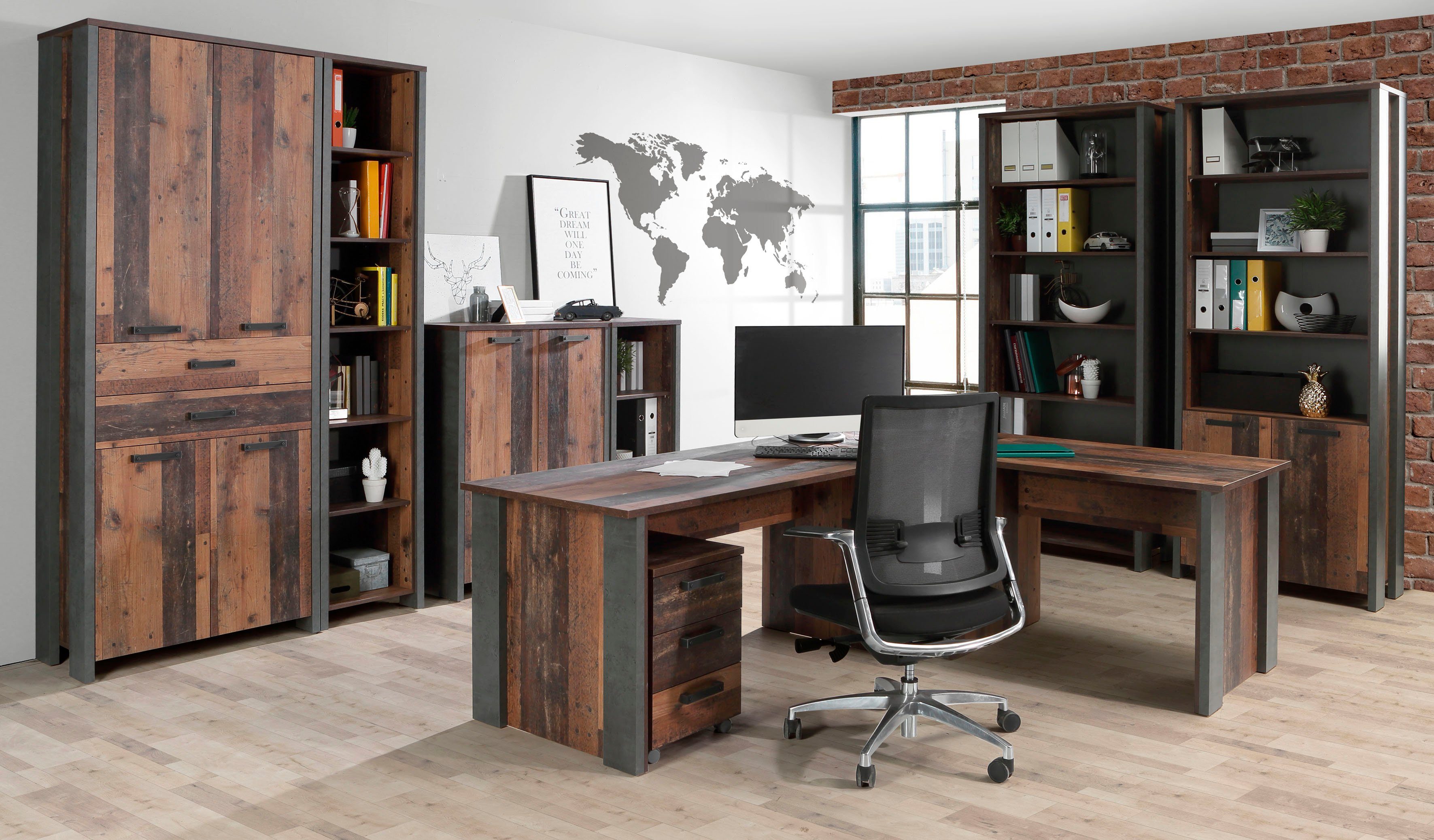 FORTE Kommode Clif, Aktenschrank im Industriestil, Breite 86 cm x Höhe 115 cm