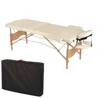 Mucola Massageliege Massageliege 3 Zonen Massagebank Beige/Creme klappbar Kosmetikliege (Liege mit Transporttasche, mit Transporttasche), einfacher Transport