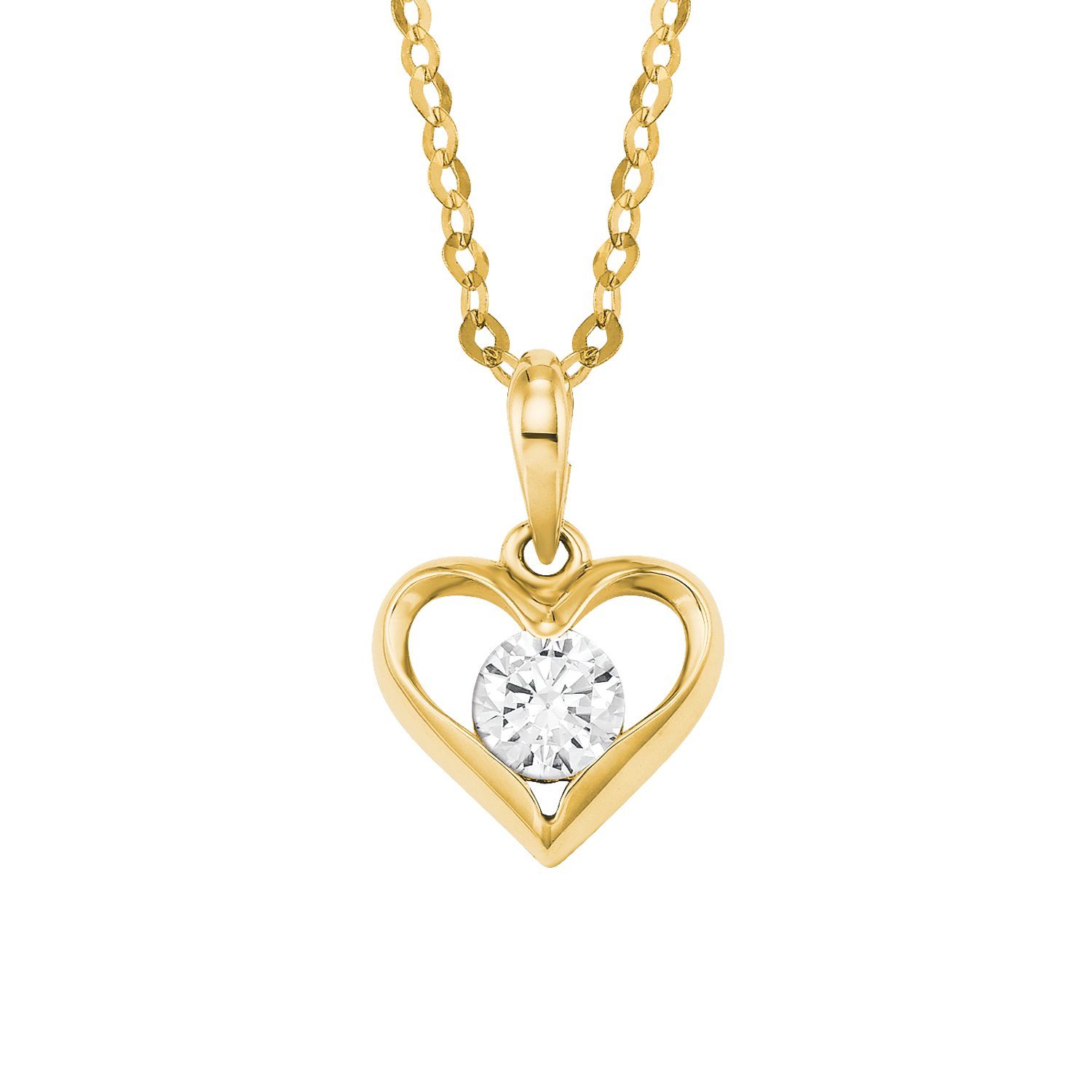 Amor Goldkette »für Damen, Gold 585, Zirkonia (synth) Herz« (2-tlg., Kette  mit Anhänger) online kaufen | OTTO