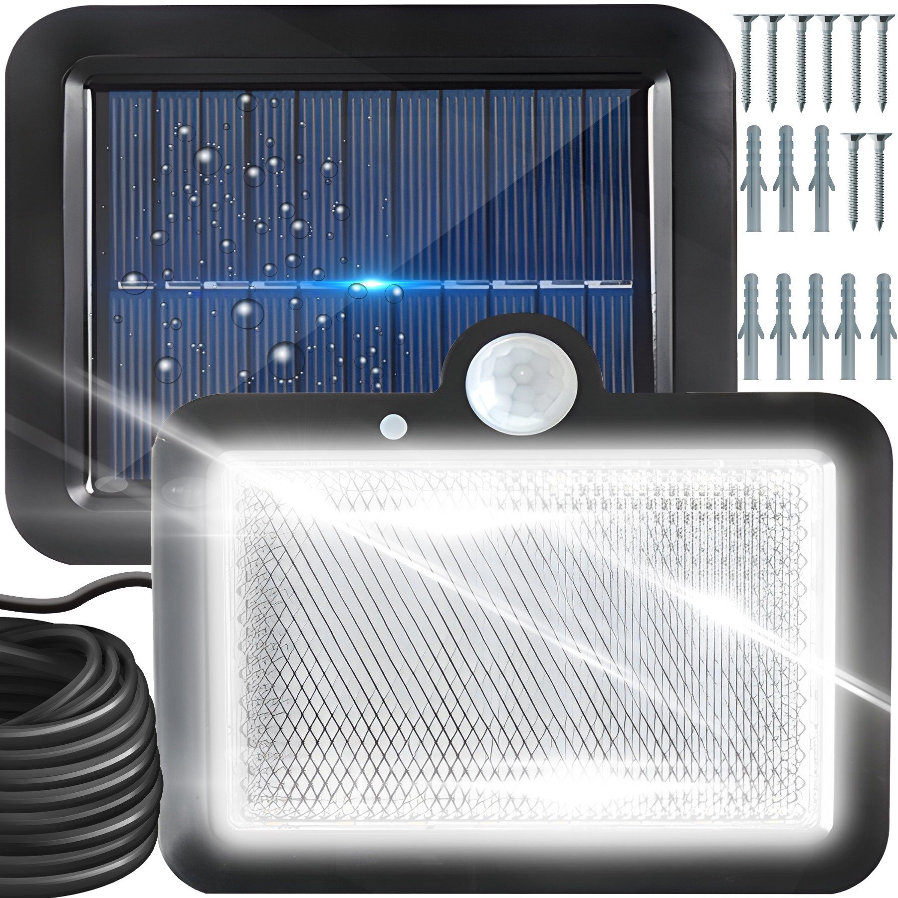 Retoo LED Solarleuchte 108 LED Solarleuchte für Außen Bewegungsmelder Solarlampen Außenlicht, Einfache Installation, Multifunktionalität, Bewegungssensorfunktion