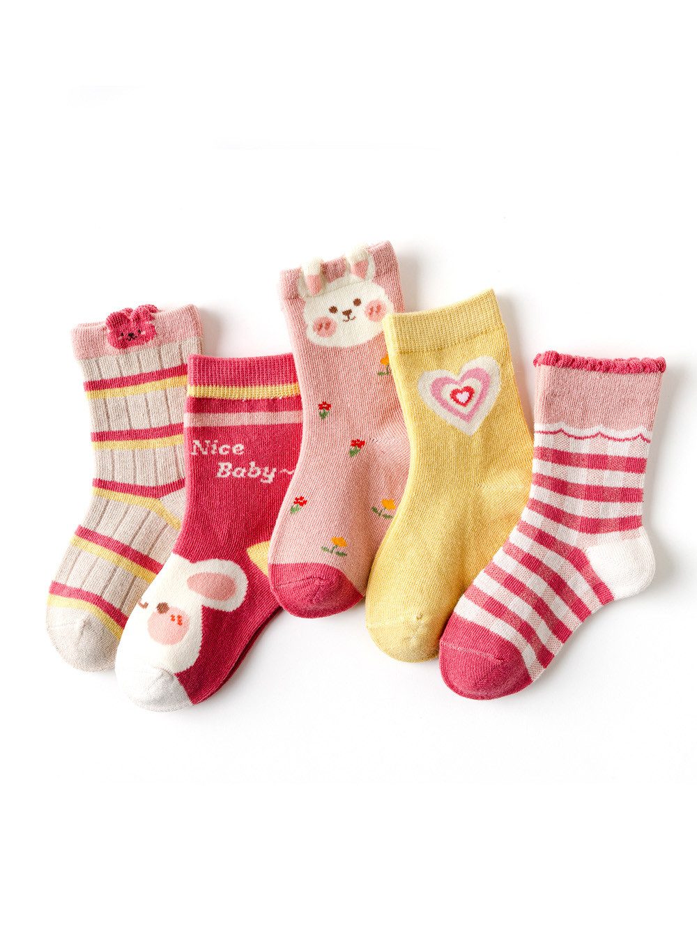 axy Socken axy Kinder Socken 5 Paar Multipack Mädchen Strümpfe Hase (5er-Pack, 5 Paar) Geschenke Bunte Weich Neuheit Kindersocken