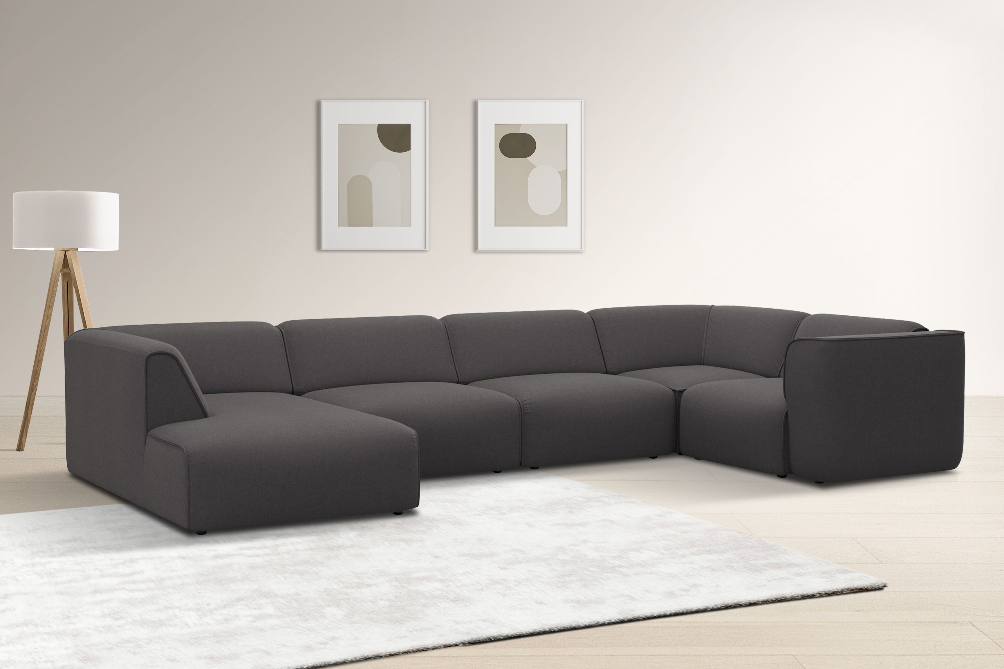 Wohnlandschaft Merid U-Form, jederzeit durch Module erweiterbar, B/T/H: 367/206/70 cm