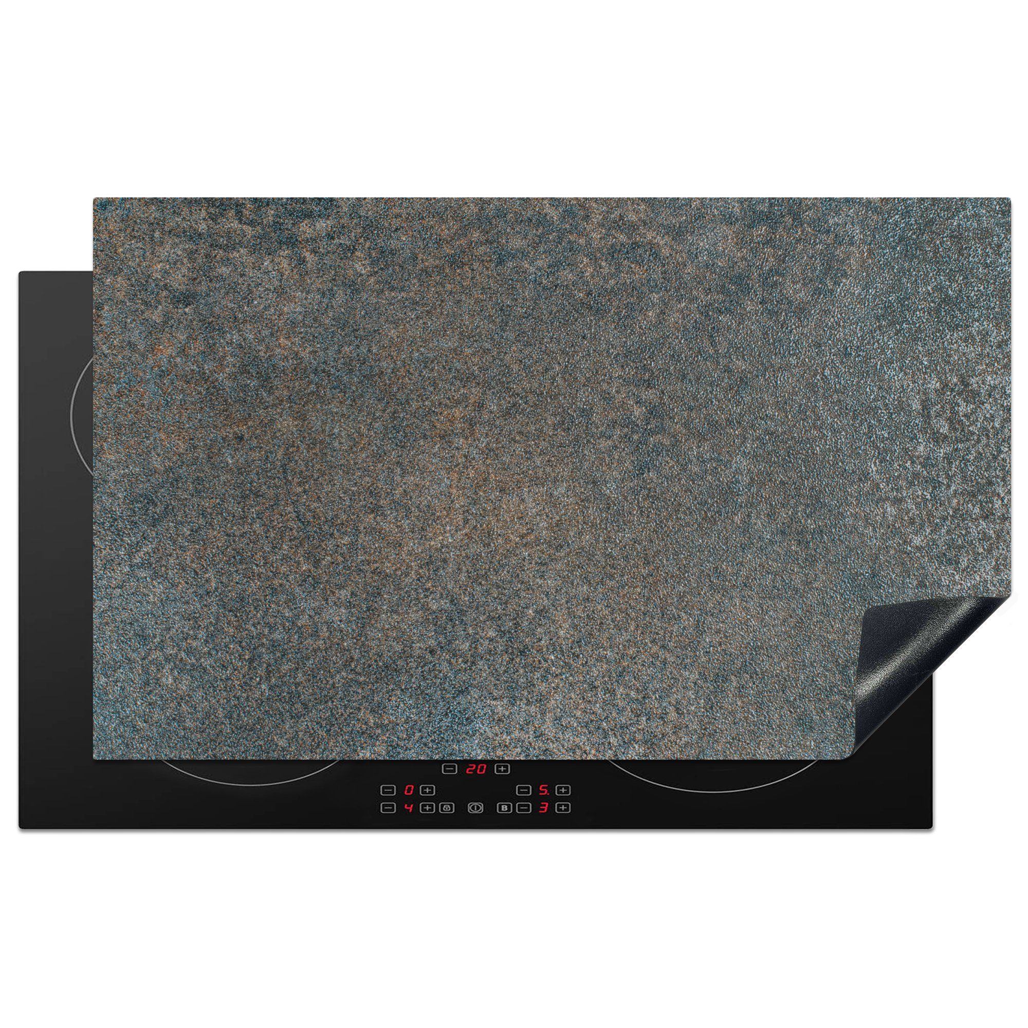 MuchoWow Herdblende-/Abdeckplatte Induktionsschutz - Rost - Beton - Antik - Induktionsmatte, Vinyl, (1 tlg), 83x51 cm, Ceranfeldabdeckung, Arbeitsplatte für küche