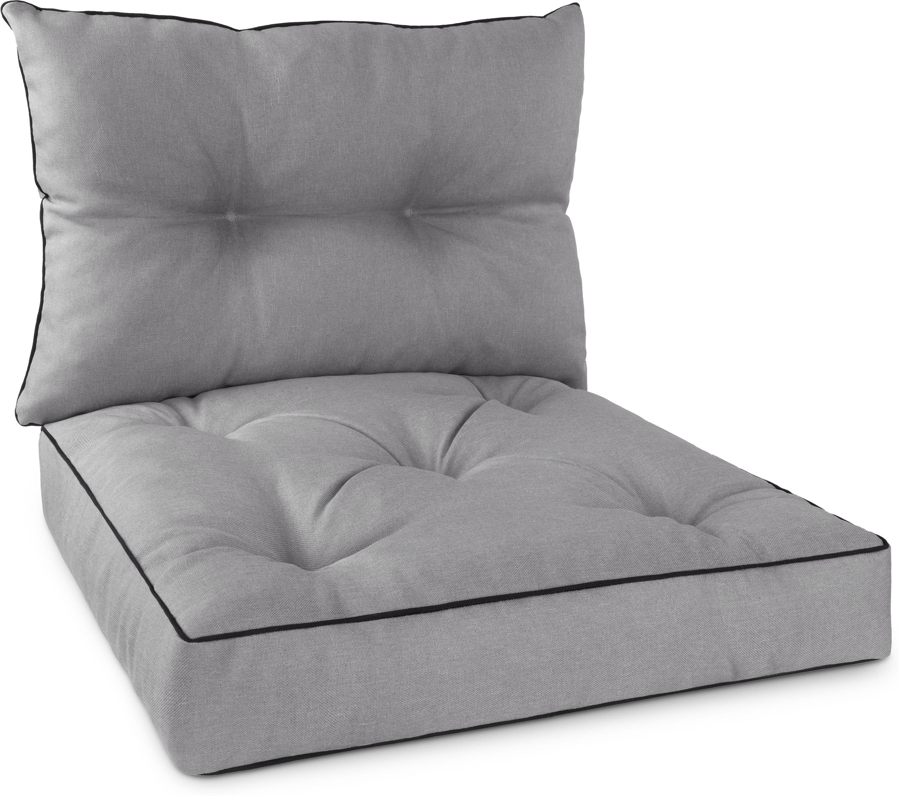 Aspero Sitzauflage Set Stuhl- und Rückenkissen 58x58 cm & 58x40 cm, Gepolsterte Outdoor Kissen Set mit Steppung