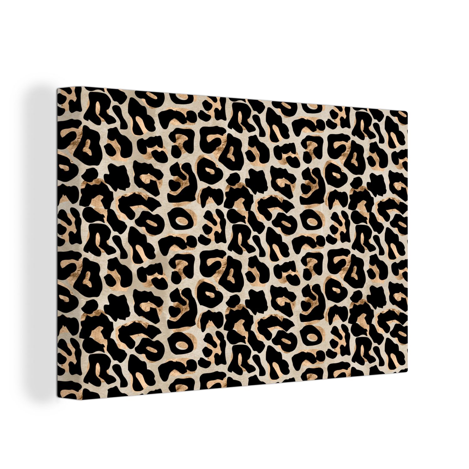 OneMillionCanvasses® Leinwandbild Tierprint - Panther - Schwarz - Luxus, (1 St), Wandbild Leinwandbilder, Aufhängefertig, Wanddeko, 30x20 cm