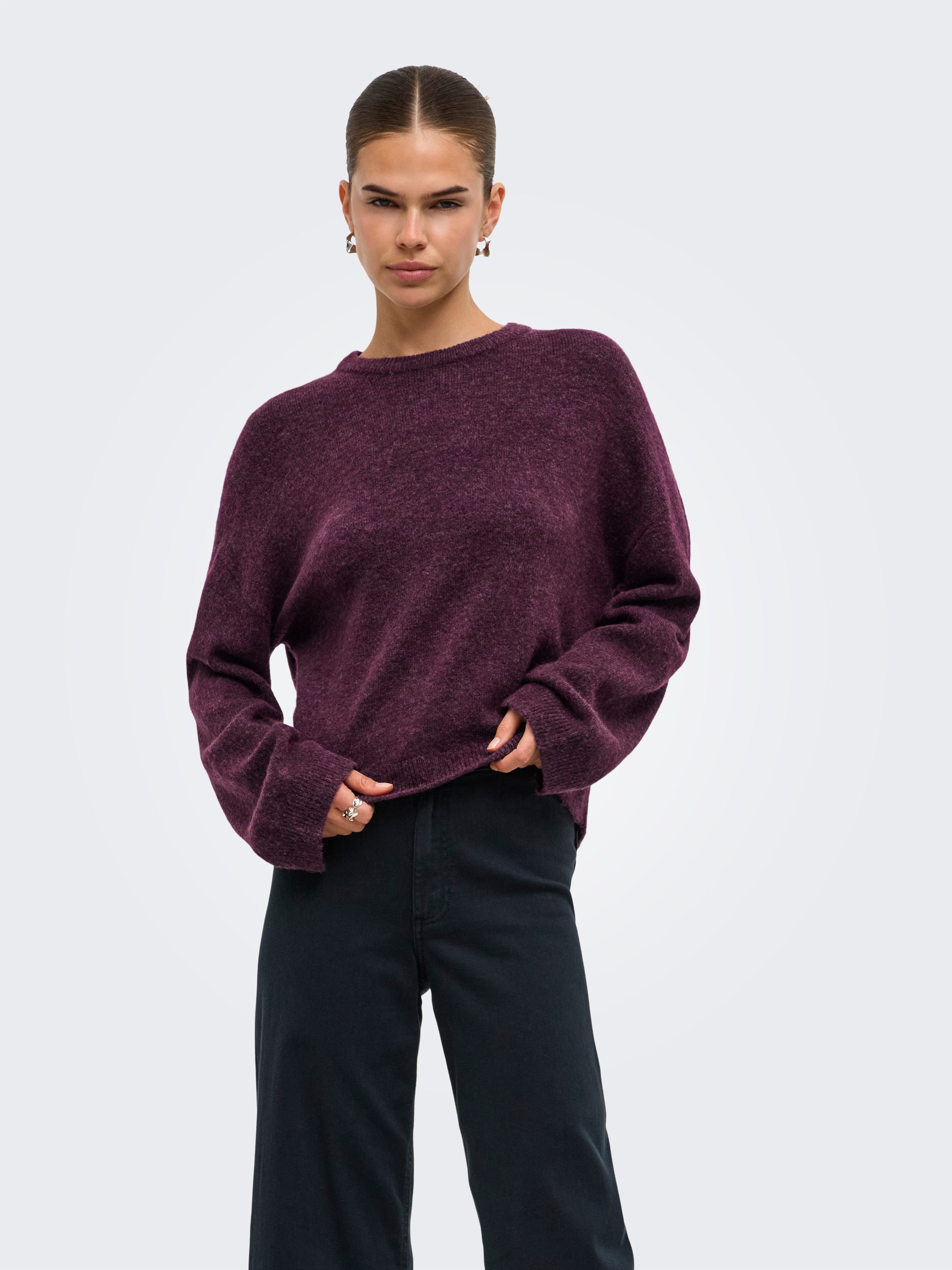 ONLY Rundhalspullover ONLSIMONI L/S O-NECK PULLOVER KNT NOOS Materialmix, regular fit