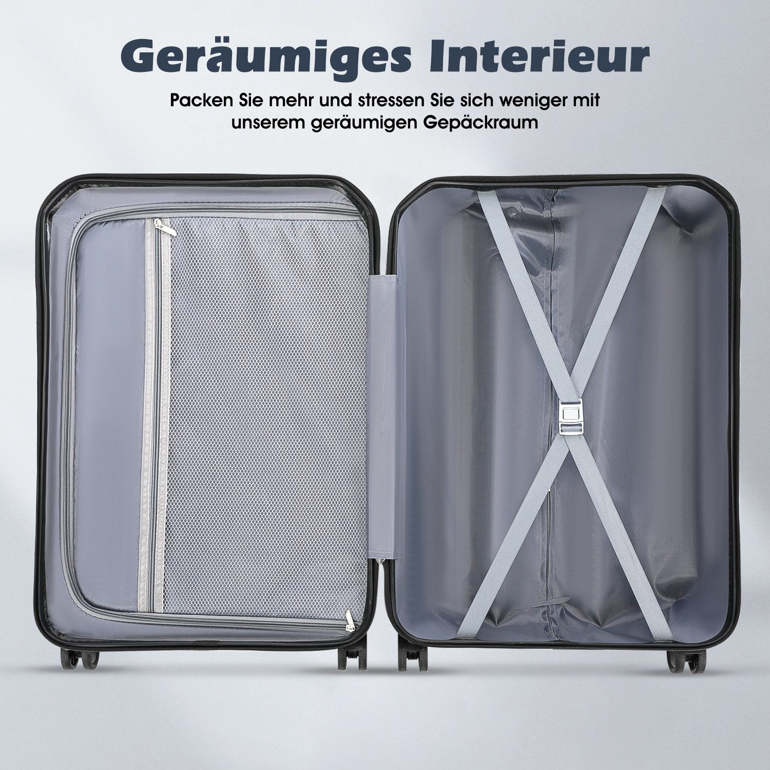 oyajia Kofferset Hartschalen Rollkoffer 4-teiliges Set 12/20/24/28 Zoll, Robustes ABS, (Leichtes Reisekoffer Set mit 4 Rollen, Zahlenschloss & Teleskopgriff, 4 tlg., Trolleyset mit Stabilem Teleskopgriff, Stoßfest & Stapelbar), Inklusive Digitaler Kofferwaage für Präzises Gepäckwiegen Unterwegs