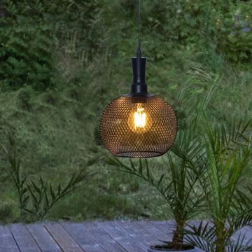 STAR TRADING Hängeleuchte LED Solar Lampe Sunlight warmweiße LED 24cm 19cm hängend, schwarz, LED Classic, warmweiß (2100K bis 3000K)