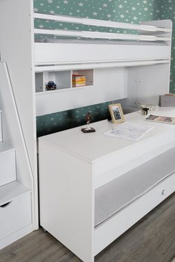 Villa Möbel Jugendzimmer-Set Puzzle White Kinderzimmer mit Etagenbett, (1 tlg. Set, 2-St), Pflegeleichte Oberfläche