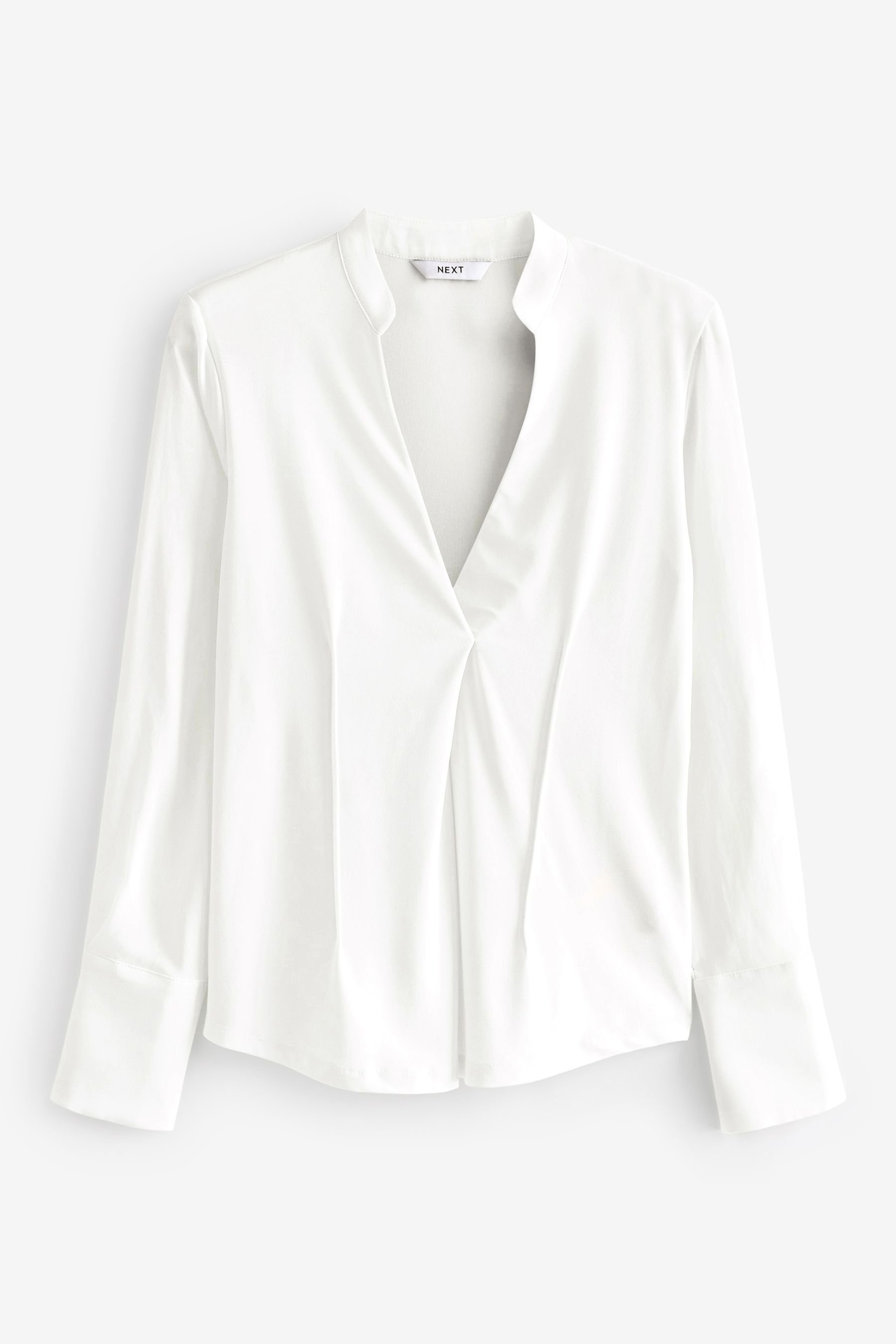 Blusenshirt V-Ausschnitt White Next (1-tlg) Langarm-Bluse mit in Korsettoptik