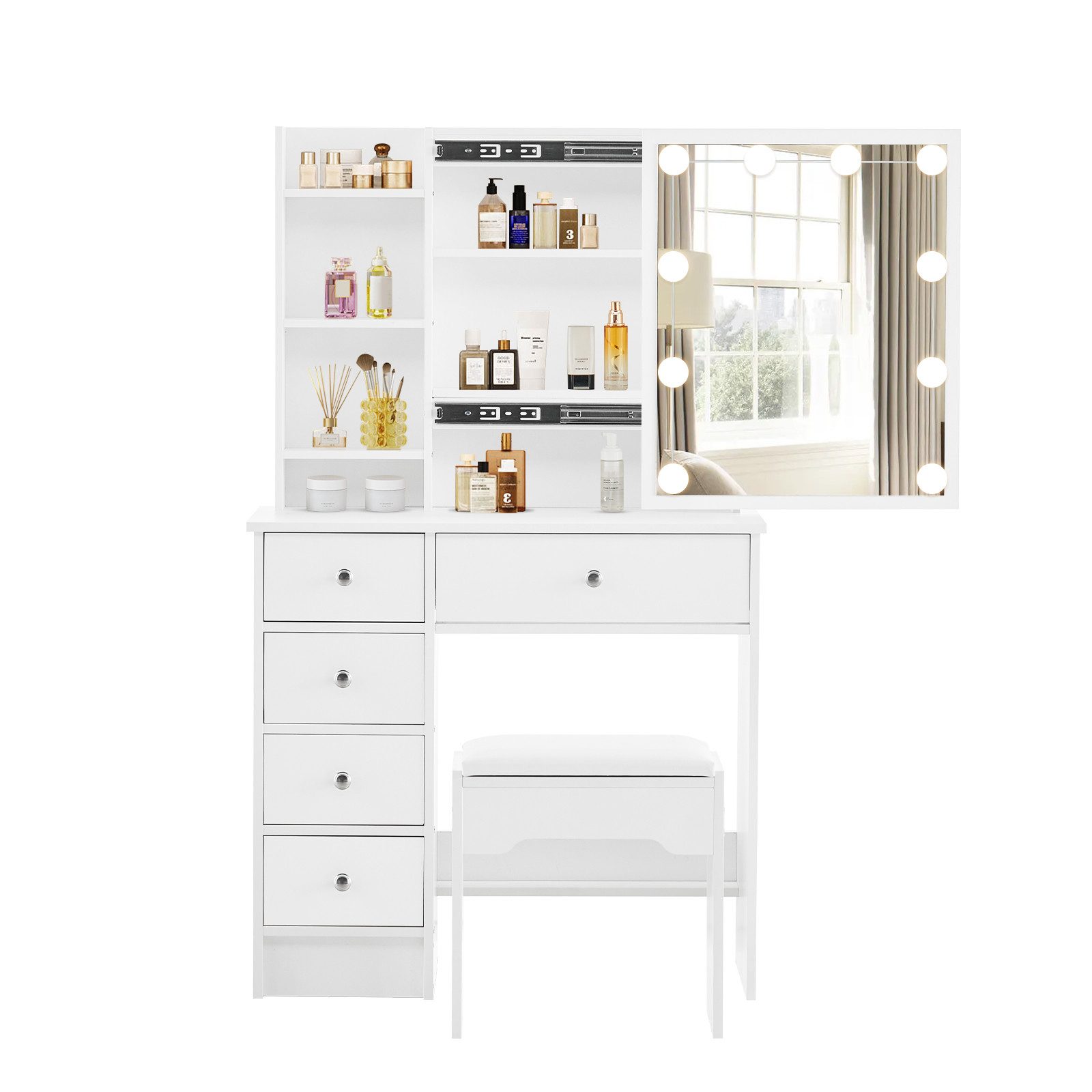 Ofcasa Schminktisch, 80x40x130cm 5 Schubladen Tisch günstig online kaufen